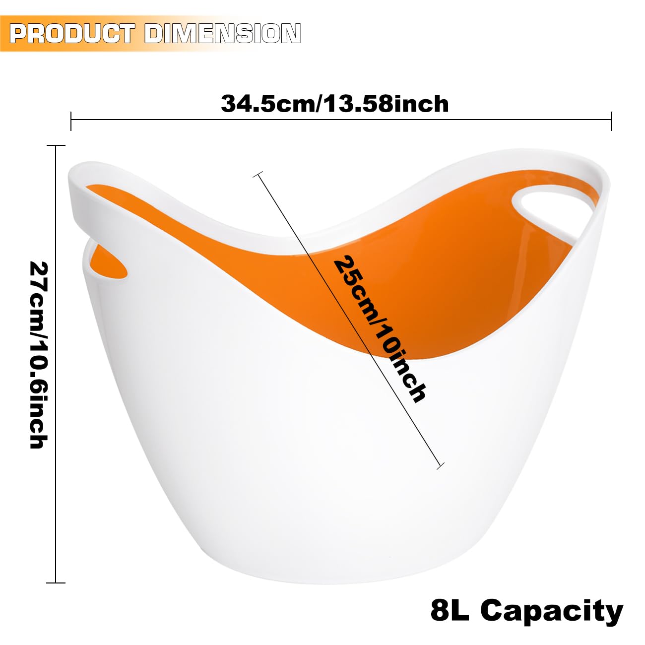 8L Eiseimer, Champagnereimer, Eiseimer, Weinkühler, Champagnerkühler, großer Eiseimer, Küchenobst und Gemüselagerbehälter (Clear)