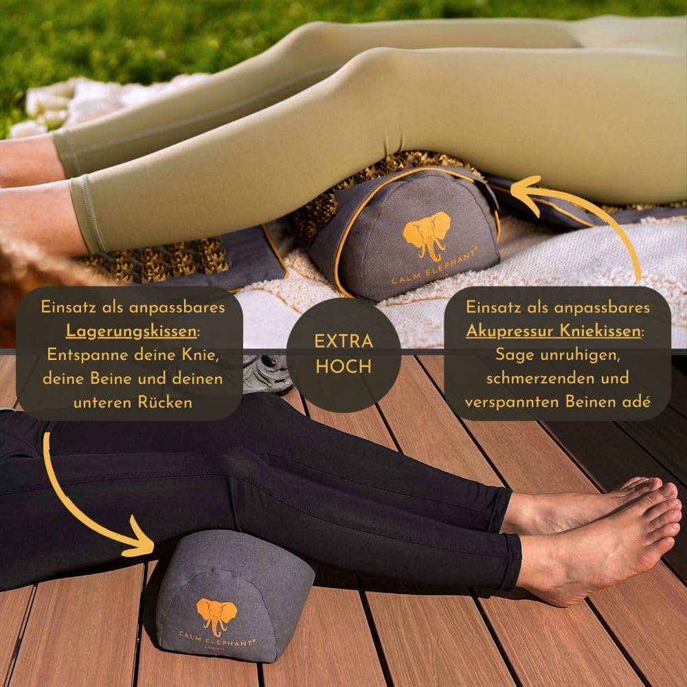 Echte Akupressurmatte mit Kissen XXL Set aus 5 Massagematten Rückenspannung Entlastung Akupunkturmatte mit Wärmefunktion, Lumbalkissen, Doormatte & Tasche, Grau