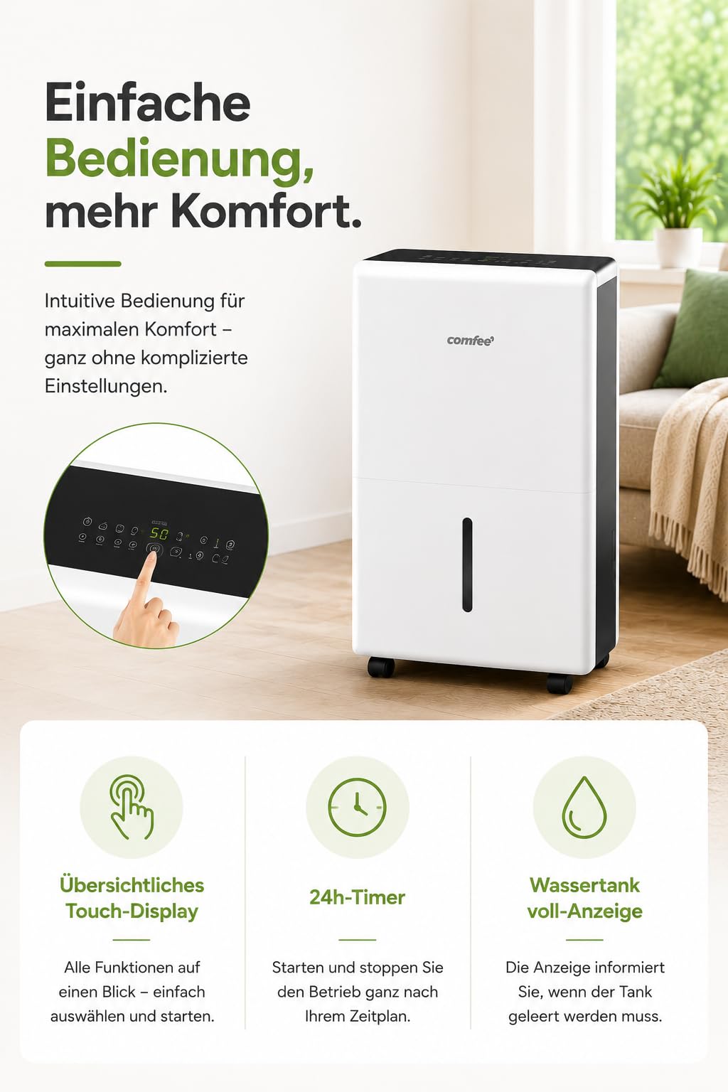 Luftentfeuchter Smart modus ,Timer 24H,Wassertank ,APP-fähig, Weiß
