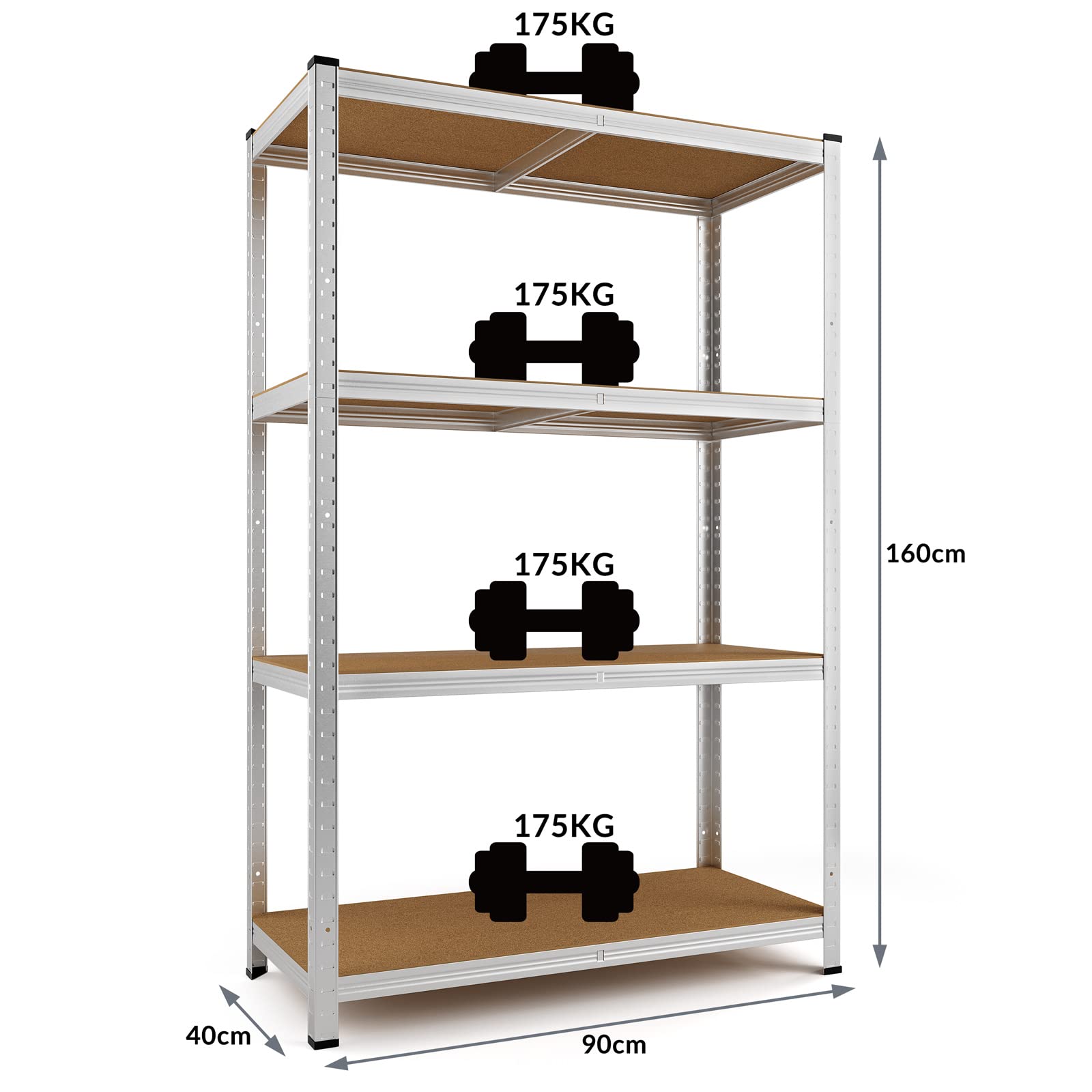 2er Set Schwerlastregal 180x90x40cm