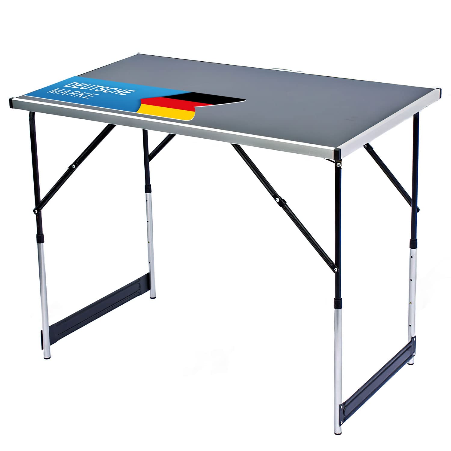 Multifunktionaler Klapptisch, für Camping, Märkte, Tapetentisch, für Feste im Garten, höhenverstellbar, schwarz