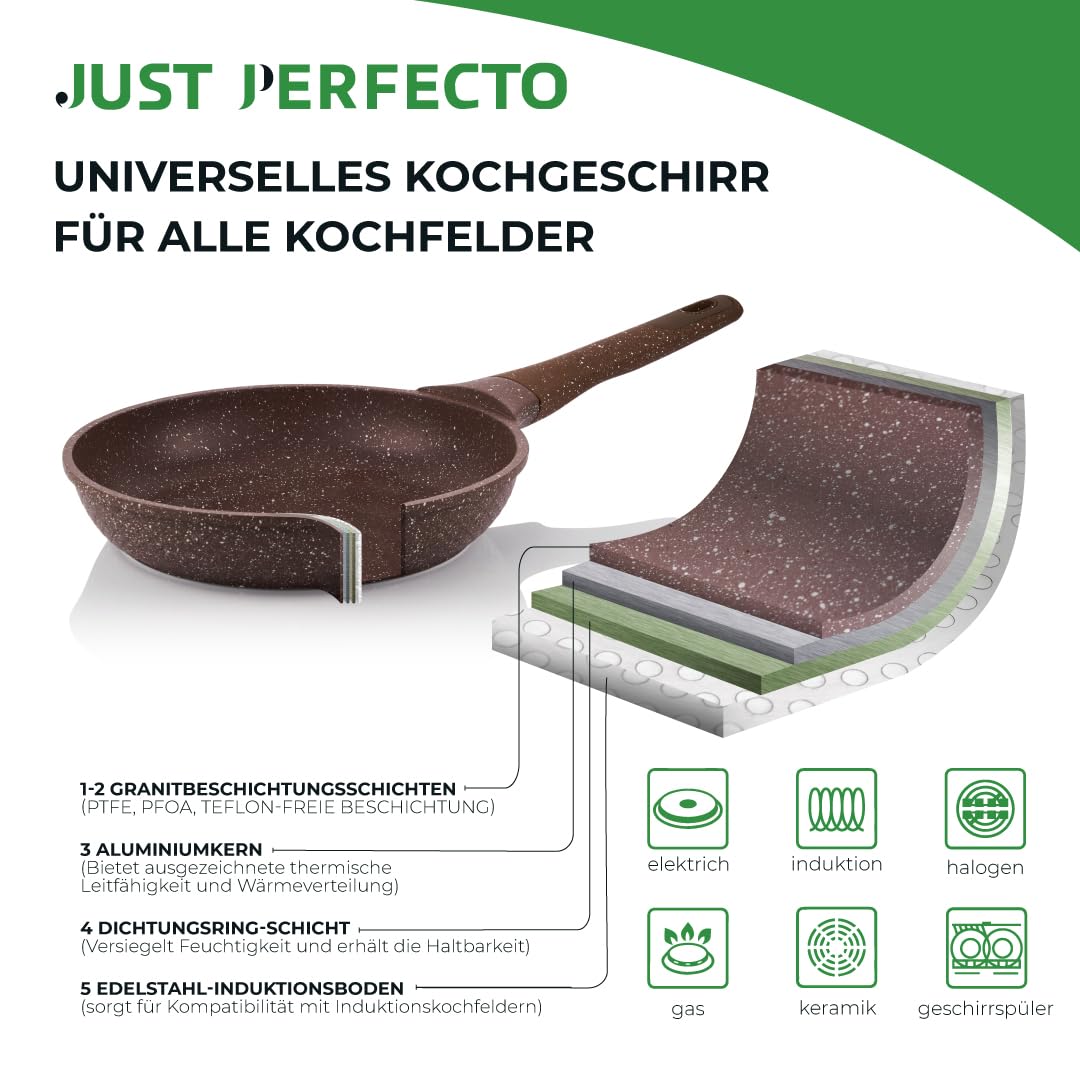 Induktionsgefässe - Pfannenset mit Deckel - Induktionsgefässe Set - Töpfe & Pfannen Set ohne PTFE und PFOA - Kochgeschirr-Topf-Induktion