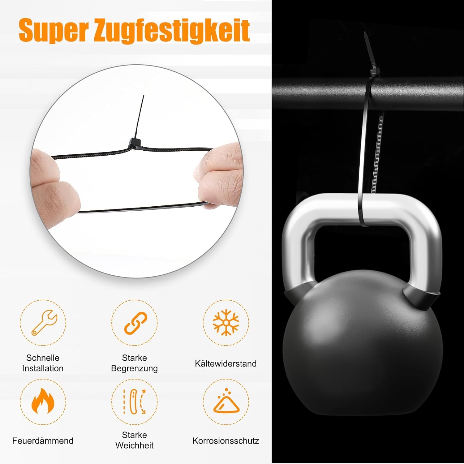 1000 Stück Kabelbinder Schwarz 100/150/200/250/300mm Und 20 Klebesockel, Kabelbinder set, UV Beständig, Hitzebeständig, Kunststoff Kabel Binder Set