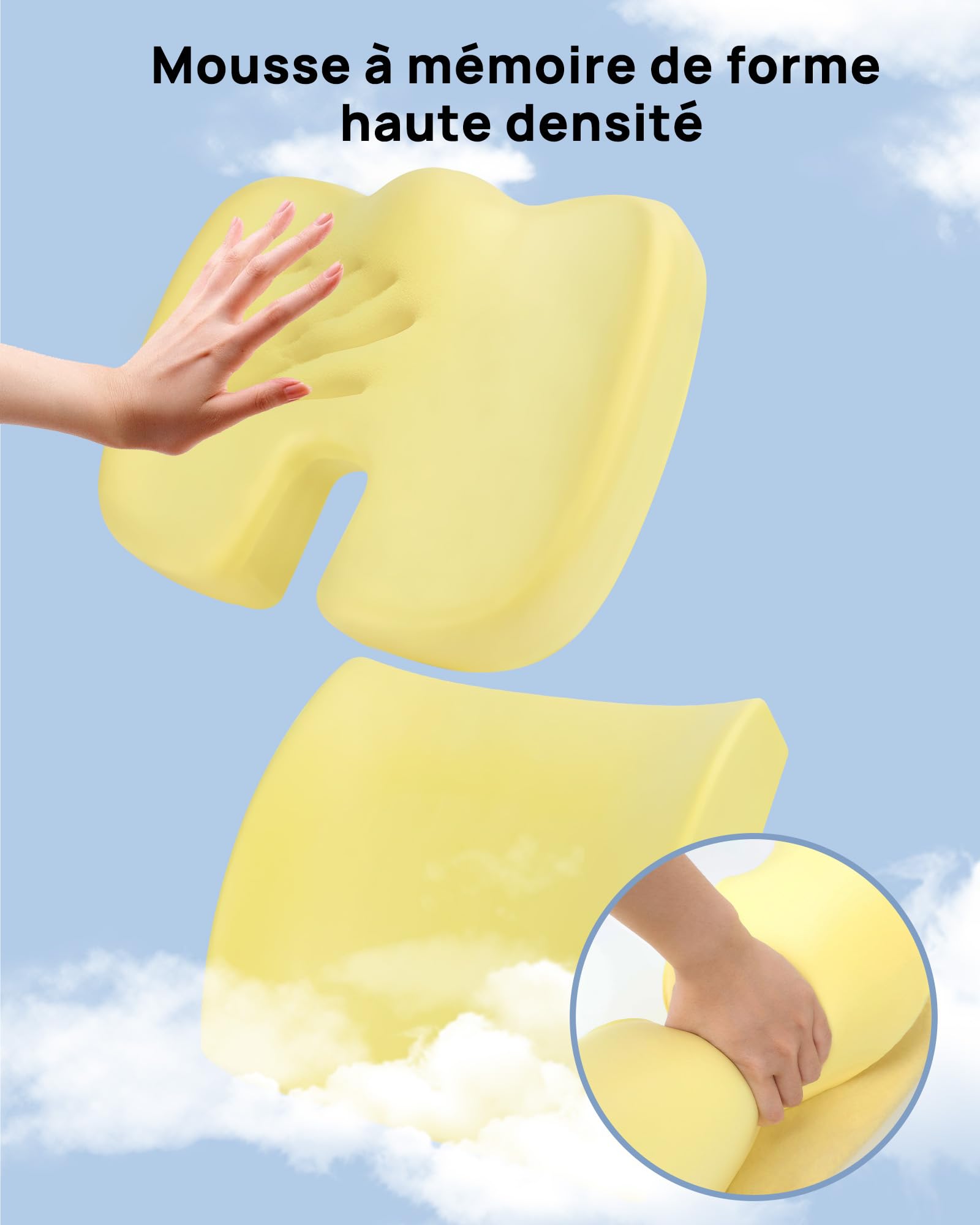 Sitzkissen, Orthopädisches Sitzkissen aus Memory Foam, Ergonomisches Sitzkissen für Bürostuhl /Autositz / Steissbeinkissen Stuhlkissen Sitzkissen Outdoor Zuhause, Schwarz