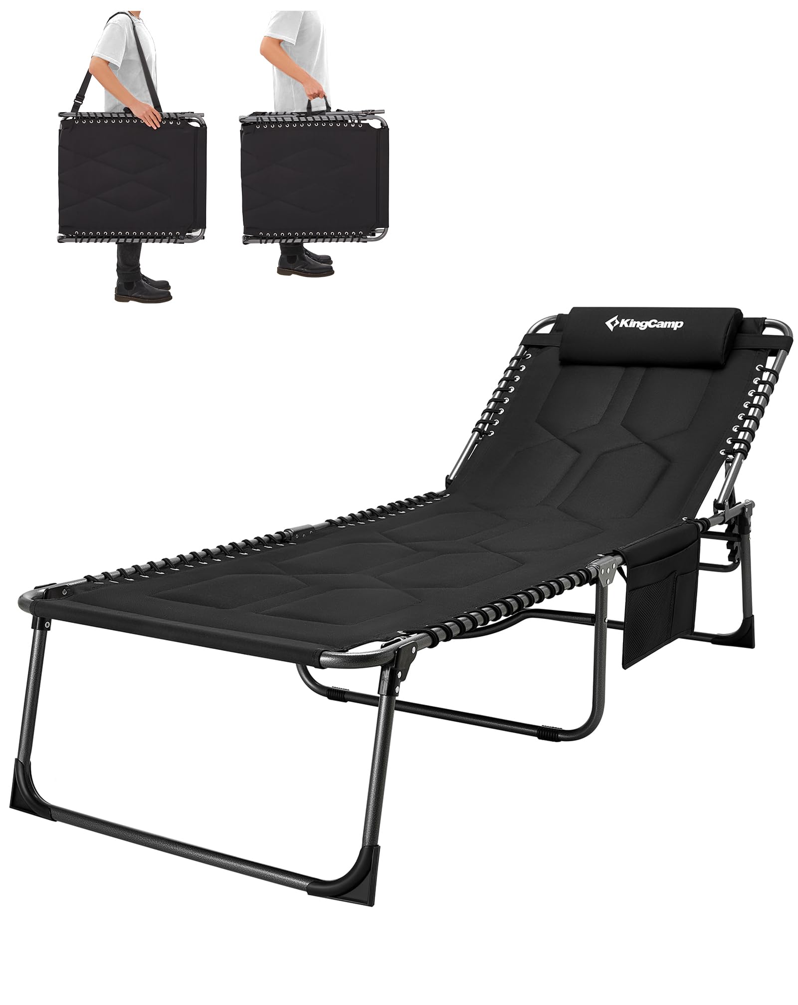 Sonnenliege Klappbar 5-Verstellbare, bis 180 kg, 2er Set, Blau | Gartenliege Klappbar, mit Kopfstütze & Seitentasche, Sonnenliege Wetterfest, Strandliege für Garten Terrasse Pool Camping