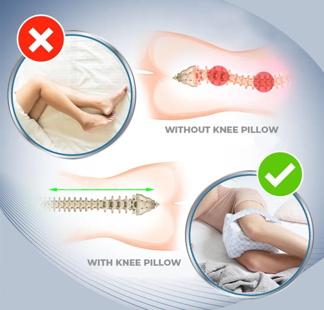 Kniekissen für Seitenschläfer Ergonomisches Beinkissen aus Memory-Schaum Atmungsaktiv Waschbarer Bezug Komfortkissen für Beine Schlafen Reisen Sofa