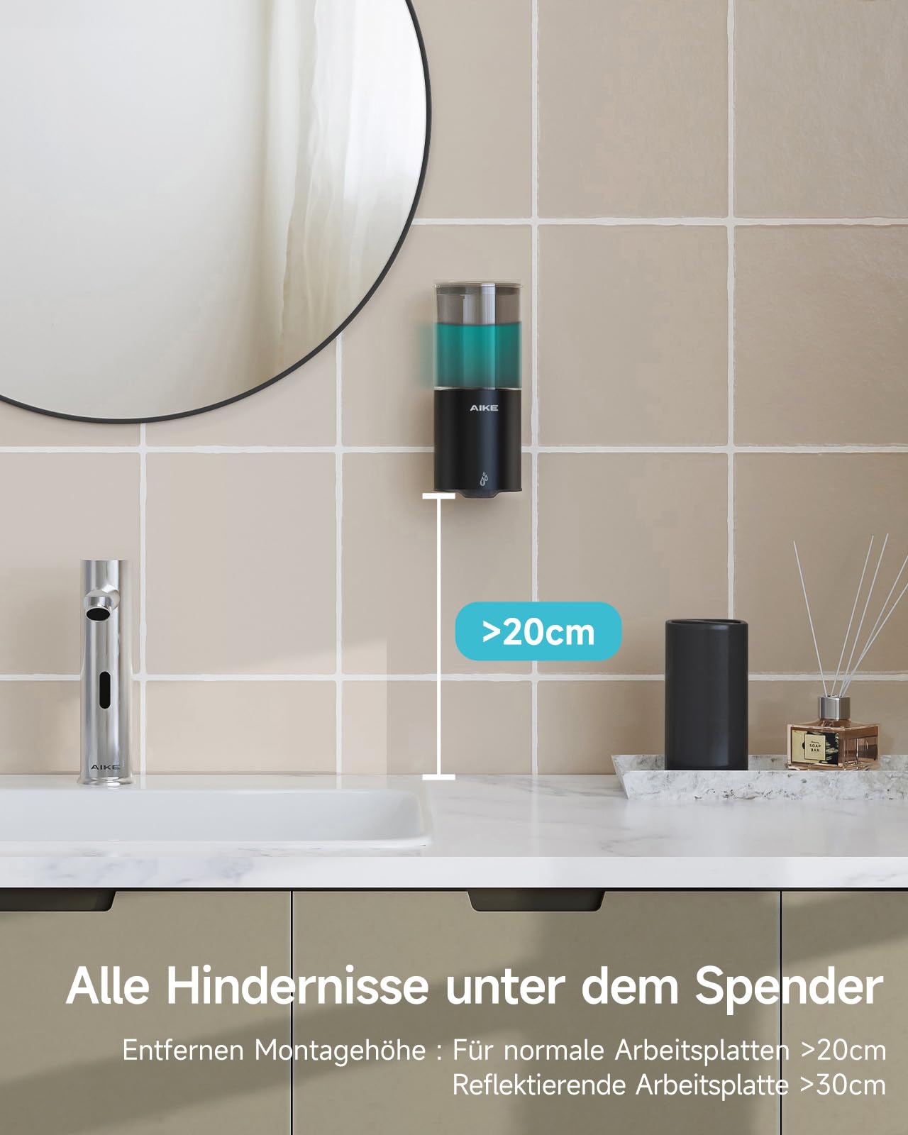 Automatischer Seifenspender für Flüssigseife, Wandmontage für Küche und Badezimmer, IPX7 Wasserdicht 400ml mit Edelstahl Gebürstetes