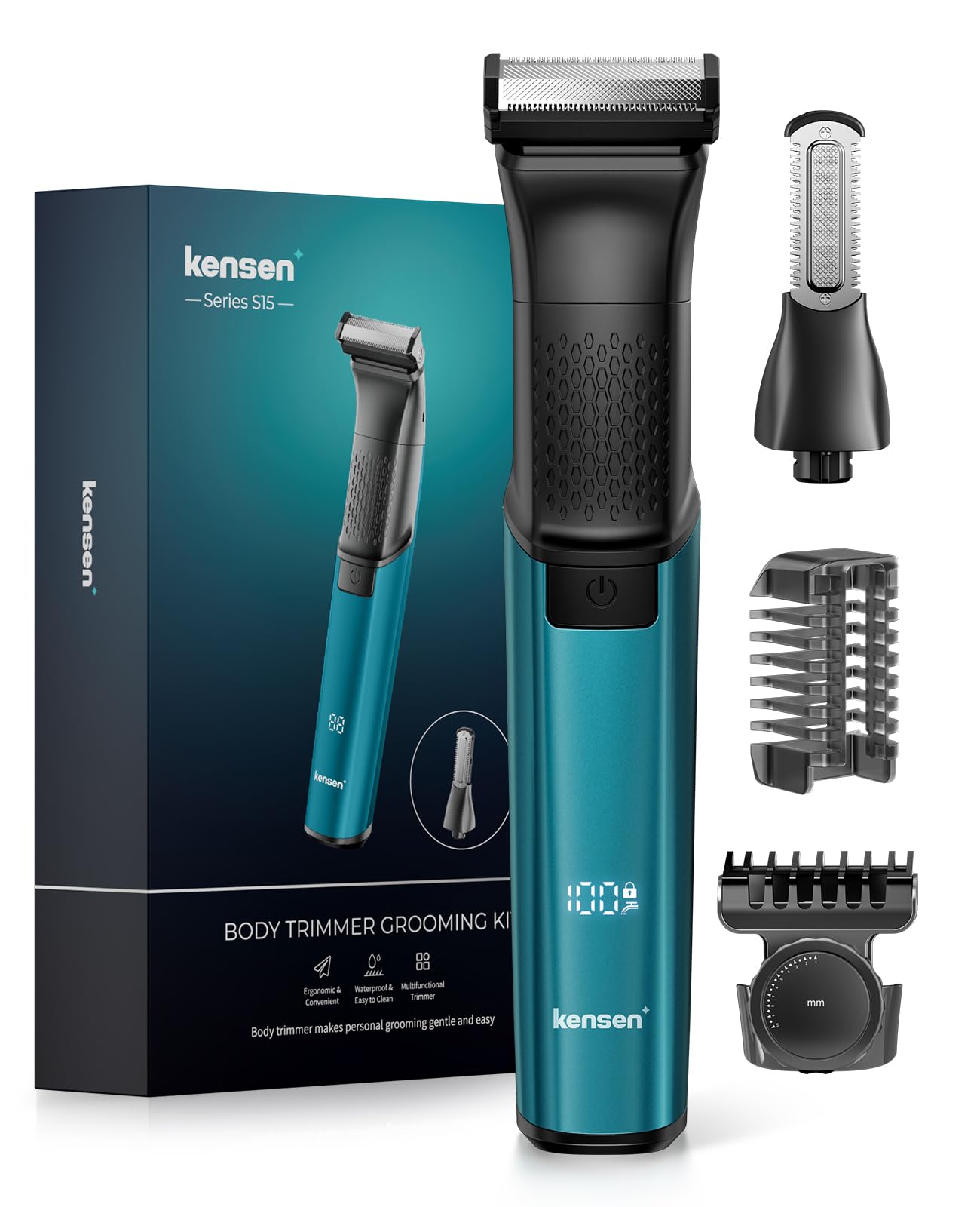 Intimrasierer Mann, kensen 2 in 1 Rasierer Herren Intimbereich Wasserdicht Körperrasierer Herren Typ-C Bodygroom Herren Nass Trocken Intim Rasierer Männer Beine Brust Achselhöhle Leiste Aufsteckkämme