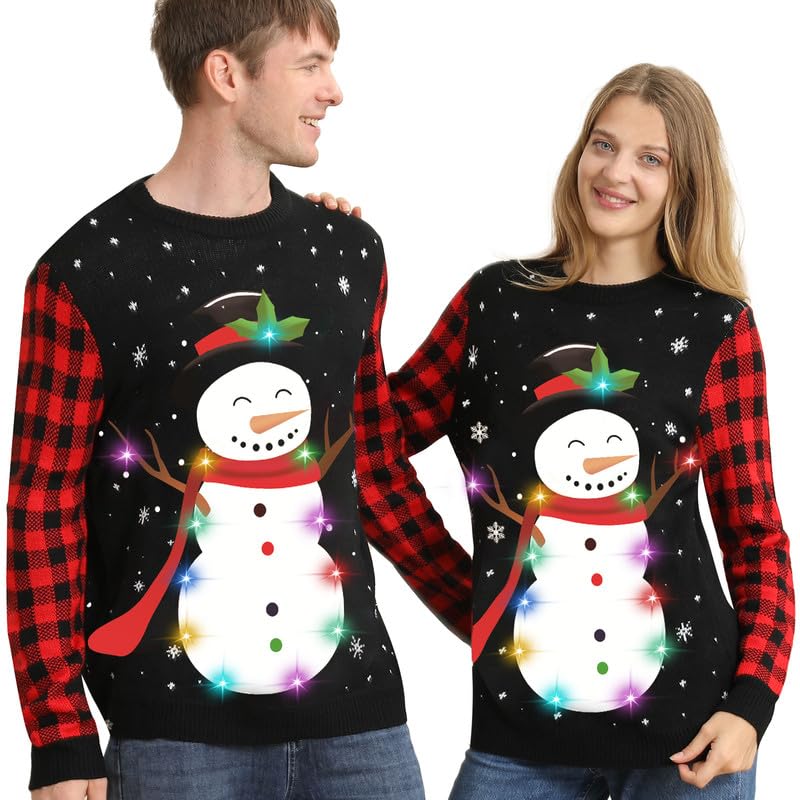 Hässliche Weihnachtspullover Kinder mit LED, hässlicher Weihnachtspullover, lustiges Weihnachtspullover Familienset, Weihnachtspullover Weihnachten mit Beleuchtung für Mädchen, Jungen