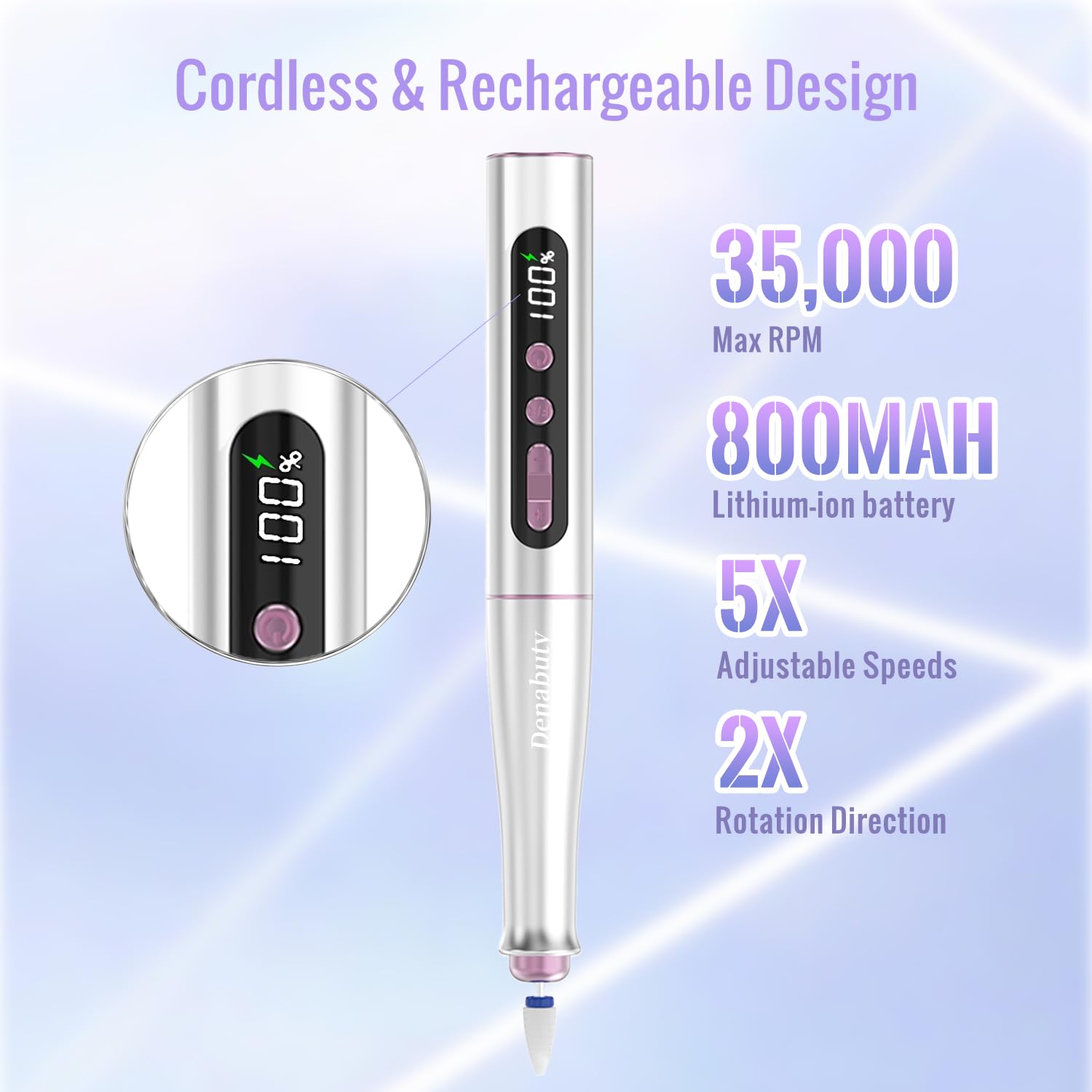 Nagelfräser Kabellos, 13 in 1 Fräser für Gelnägel 35000 u/min, Elektrische Nagelfeile Professionell Nail Drill, Maniküre und Pediküre Set Elektrisch für Semi Permanent, Acrylnägel