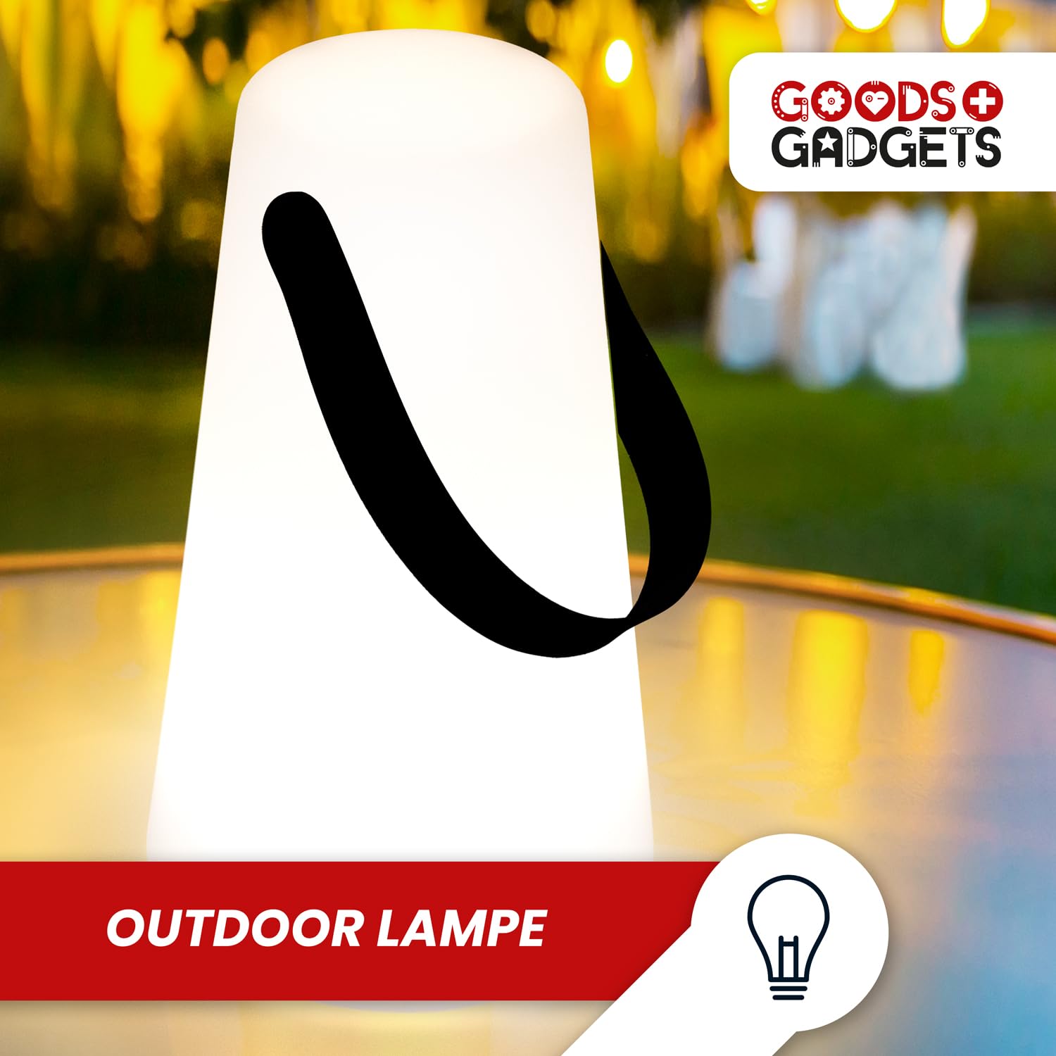 LED Tischlampe im Freien Wireless mit 1200 mAh Batterie Light USB Wiederaufladbare Wasserdichte Tischlampe im Freien mit Hängehalterung (LED-Lampe mit Aufhängen)