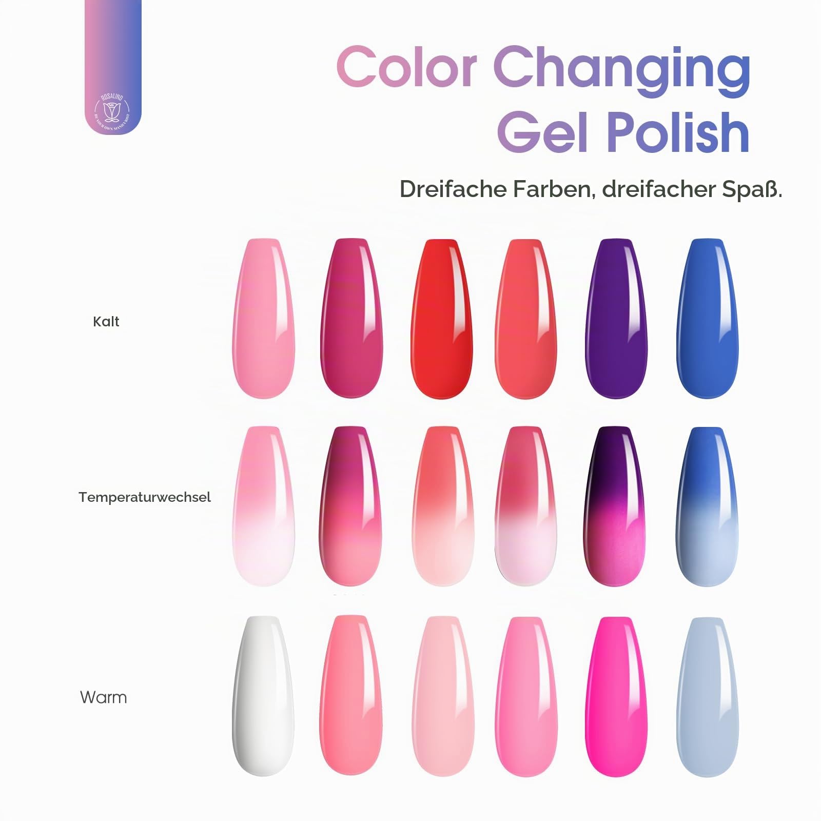 UV Nagellack Thermo 6 Farben UV Gellack Farbwechsel Gel Nagellack