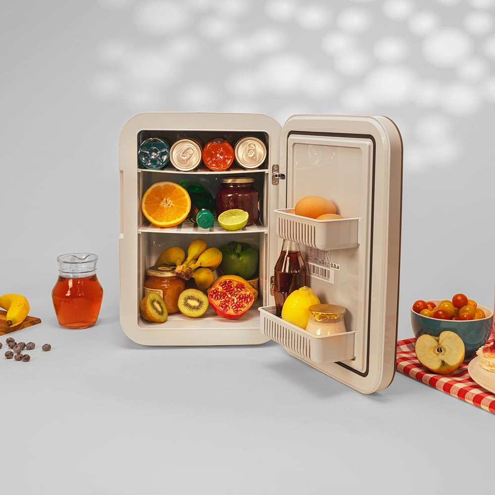 Mini-Kühlschrank / 12V-220V, Kompatibel mit Auto und Wohnwagen, Kühl- und Heizfunktion, Temperaturbereich 5-65º, Einfacher Transport.