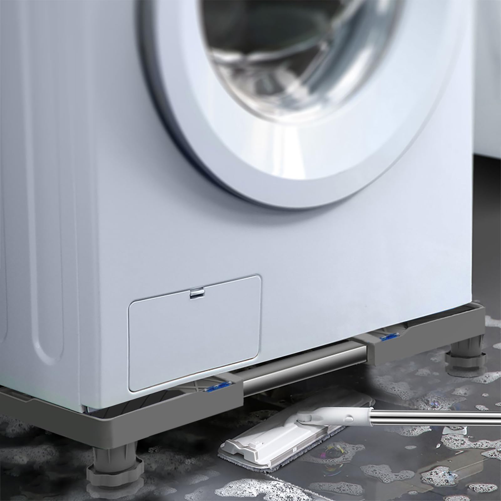 Waschmaschinen Untergestell mit 4 Füßen für Waschwaschine,Kühlschrank und Trockner,Verstellbare Waschmaschinensockel mit Rutschfester Stoßdämpfungsfunktion,(Einstellbare:42-65cm) | Verstellbare Breite 42-65cm Waschmaschinensockel mit Rutschfester St