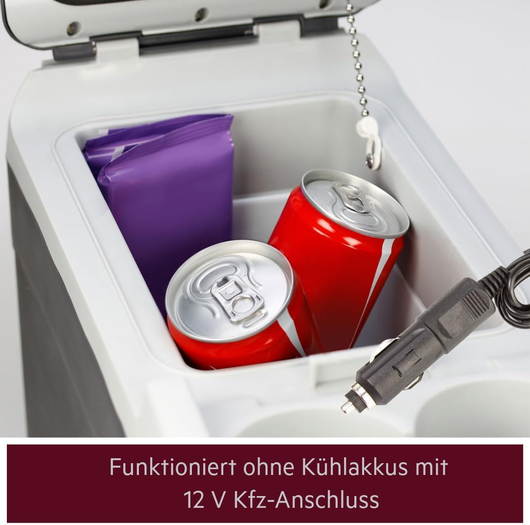 AEG Automotive Board-Bar BK 6 Thermoelektrische Kühl- und Warmhaltebox 6 Liter, 12 Volt für Auto und Steckdose, anschnallbar im PKW