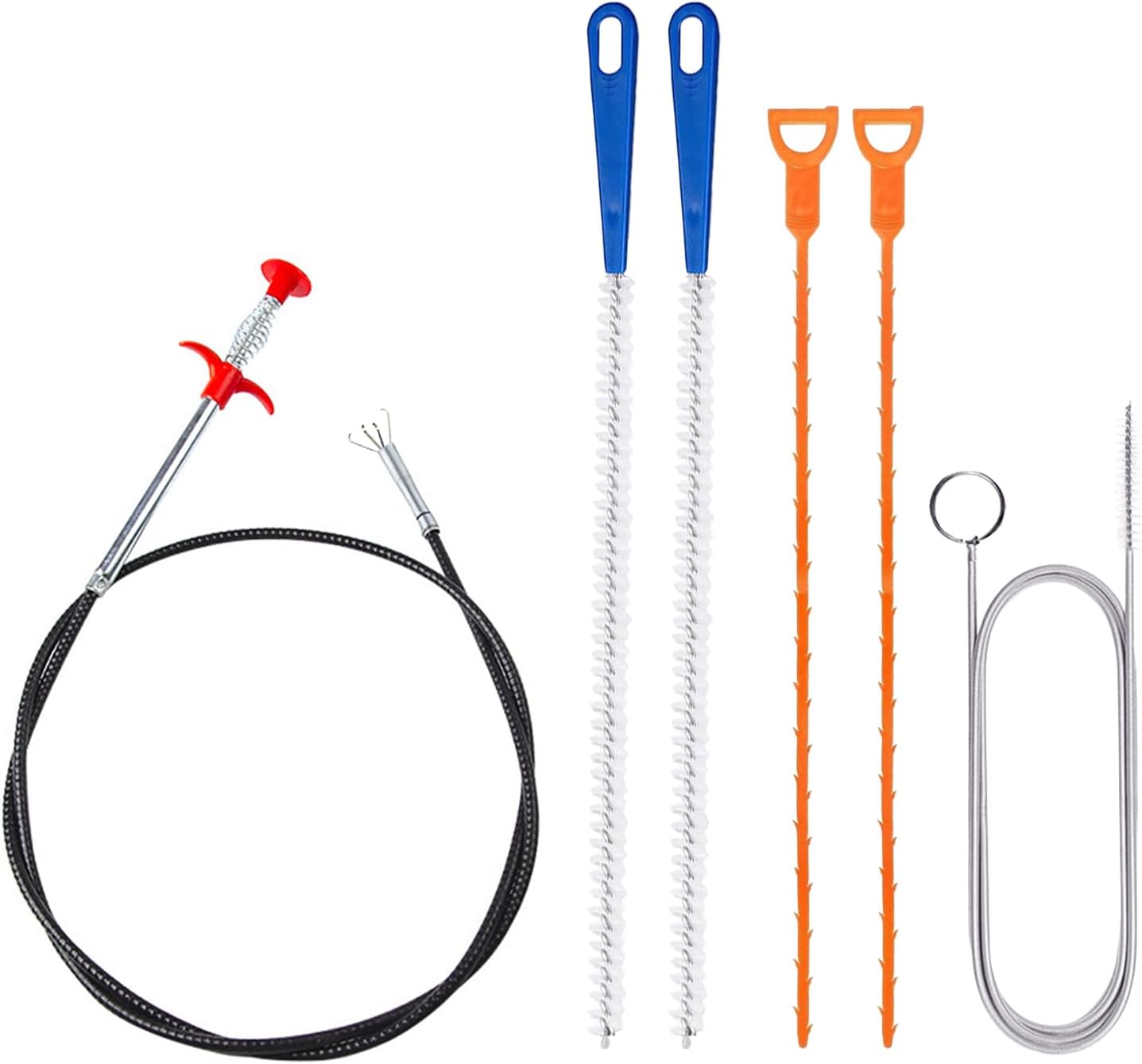 Abflussreiniger Spirale,Doppelkopf-Rohrreinigungsbürste Edelstahl-Kanalreiniger,Abflussreiniger Sticks, Abfluss Bürste,Flexible Reinigungsbürste für den Abfluss in Küche und Dusche
