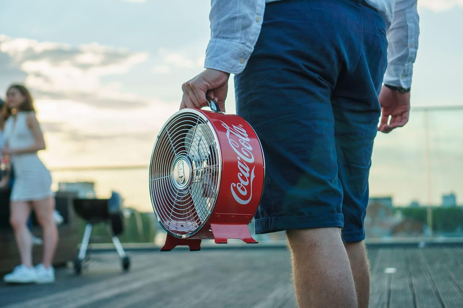 Coca Cola Vintage Ventilator | Mini Ventilator leise, perfekt für Zuhause & Büro | Bodenventilator in Rot im Retro Design