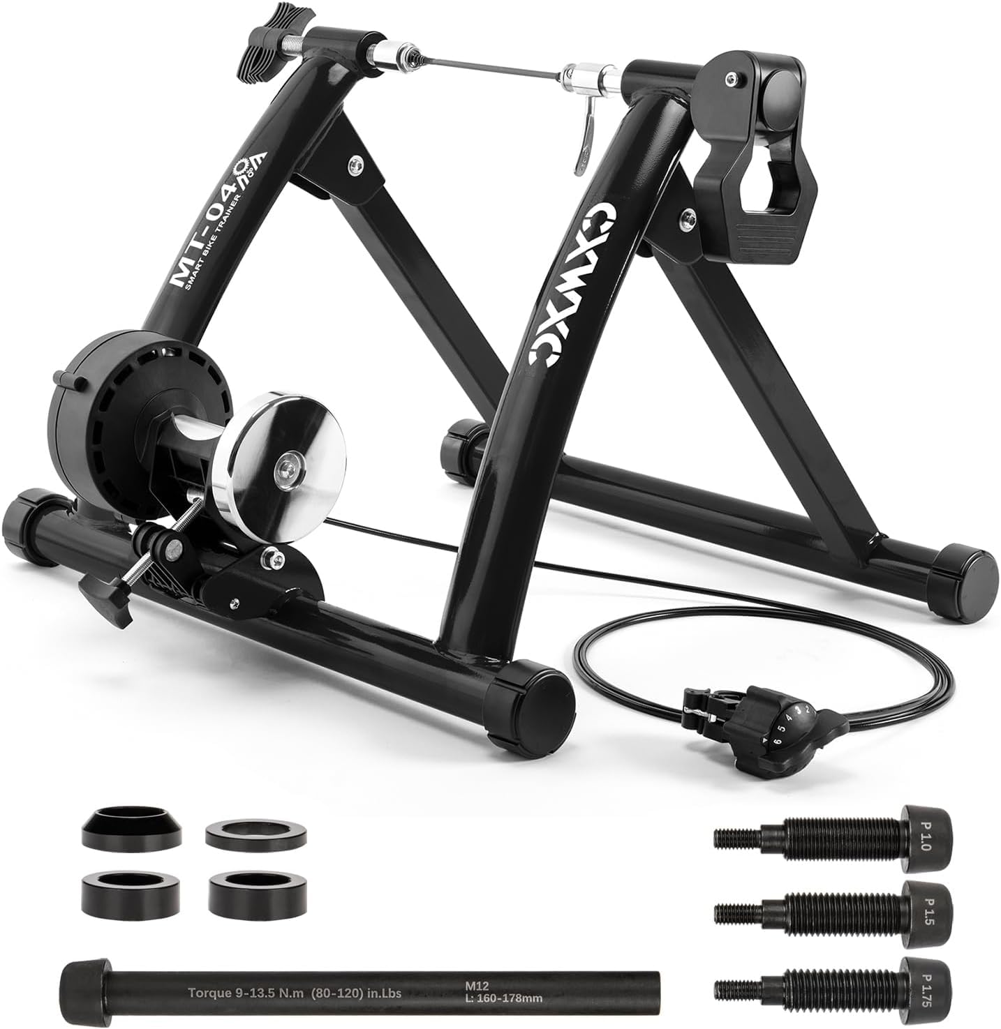 Fahrrad Rollentrainer, Klappbar Stahl Bike Trainer mit Schnellspanner Vorderradunterlage Radtrainer für 26-29 Zoll Fahrradtraining Fahrradfahren Zuhause Indoor