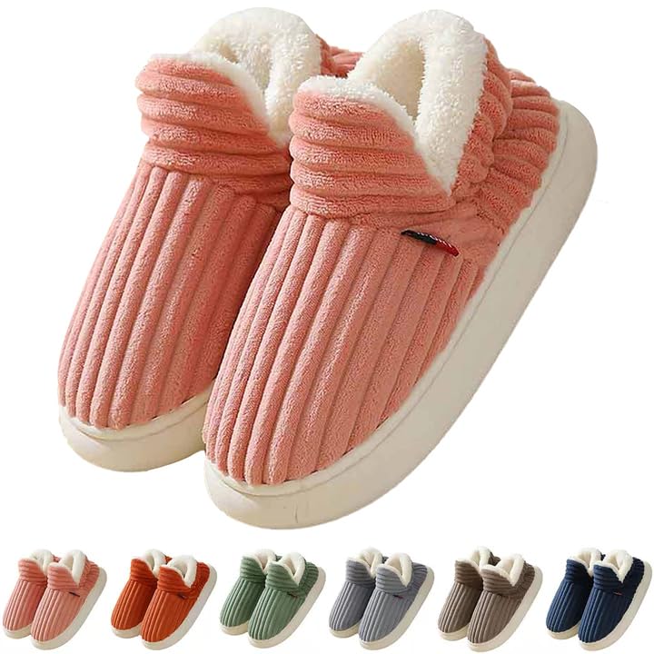 Flauschige Hausschuhe Damen Winter Warme Damen Hausschuhe Geschlossen, Unisex rutschfest Dicke Sohle