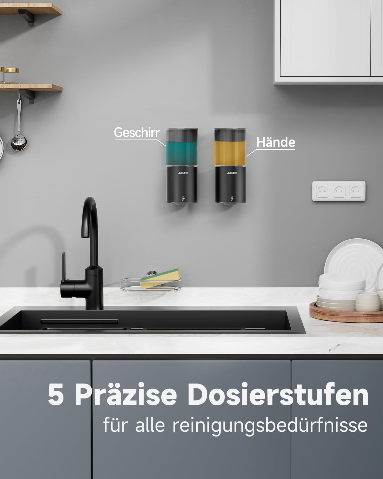 Automatischer Seifenspender für Flüssigseife, Wandmontage für Küche und Badezimmer, IPX7 Wasserdicht 400ml mit Edelstahl Gebürstetes