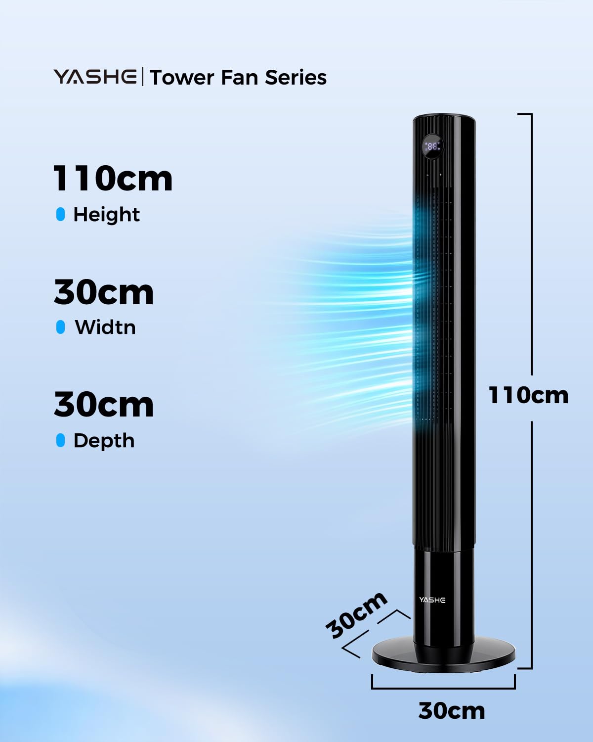 Turmventilator mit Fernbedienung, 85°-Oszillation, leiser Standventilator (28 dB), 3 Geschwindigkeitsstufen, 2 Modi, 12-Stunden-Timer, LED-Anzeige, für Schlafzimmer, Büro und Zuhause