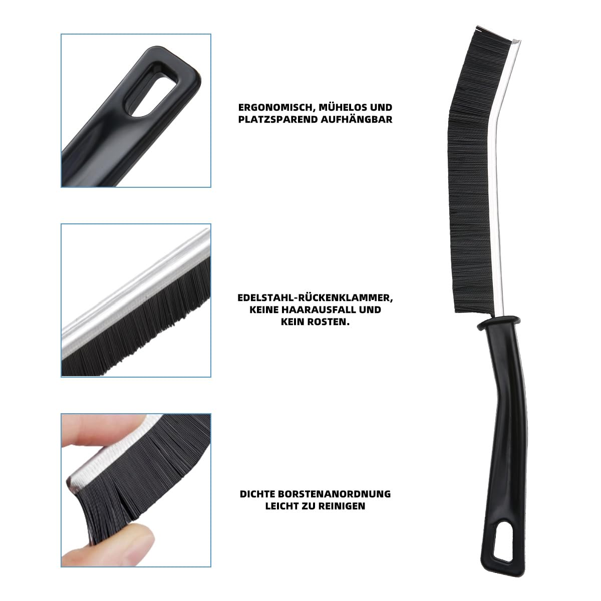 3 Stück Hartborsten Eckenreinigungsbürste, Fugenbürste, Spaltreinigungsbürste, Fugenreinigungsbürste, Fugenbürste Bad, Reinigungsbürste für Fliesenböden Küche Badezimmer