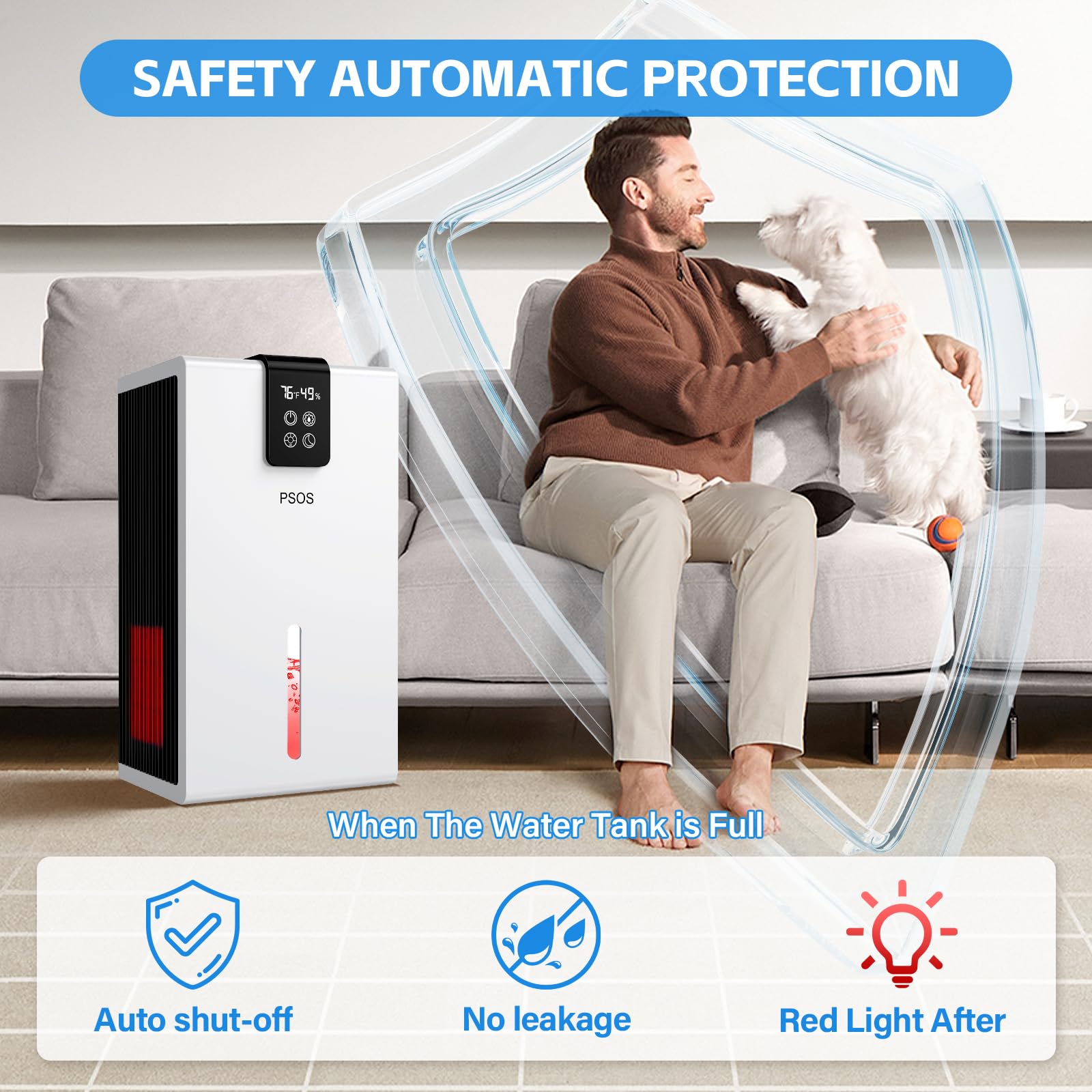 Luftentfeuchter, 2800ML Elektrischer Luftentfeuchter mit Ultra-Leise Automatischer Abschaltung, 7 Farben Licht Entfeuchter für Keller Badezimmer, Raumentfeuchter Dehumidifier für Schlafzimmer