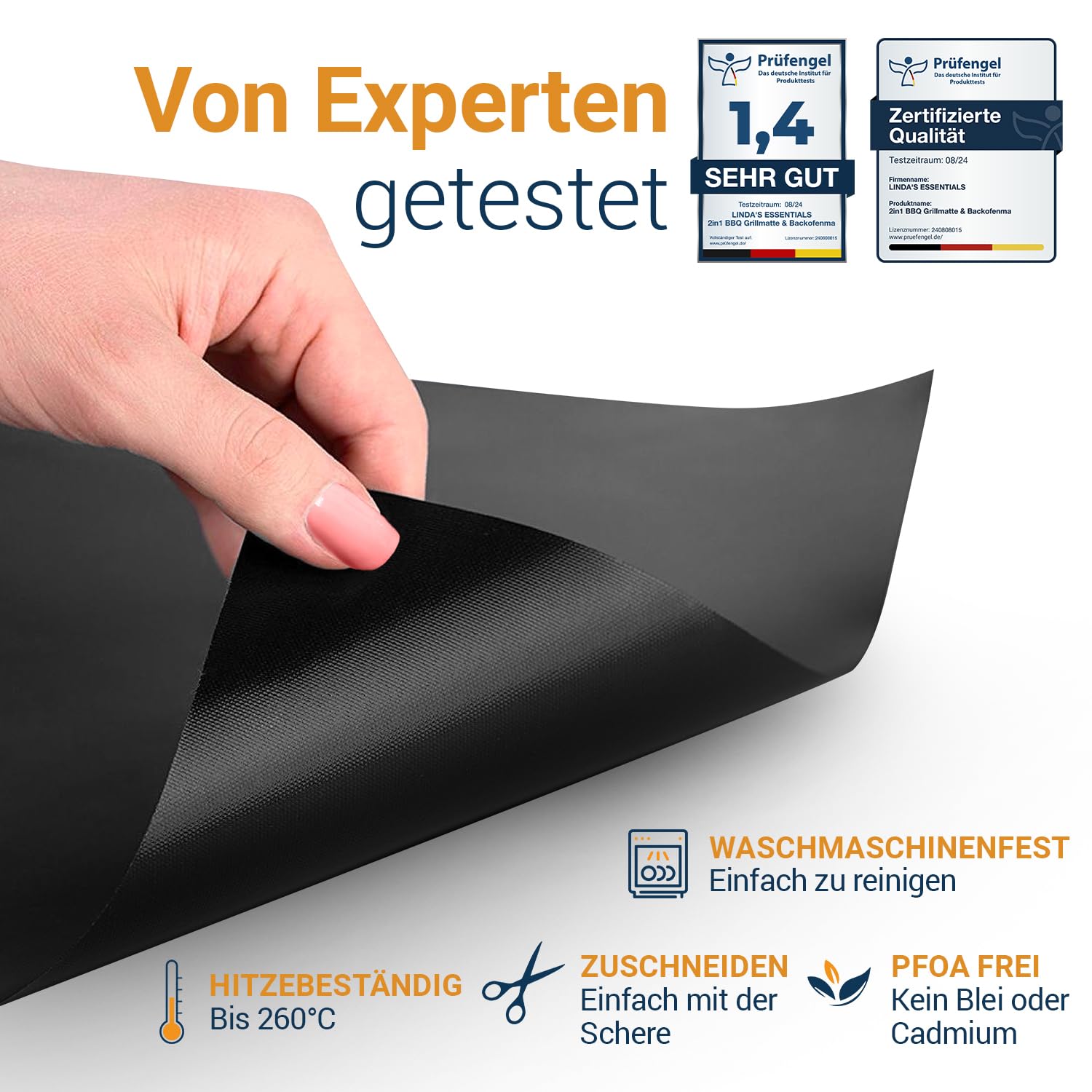 Dauerbackfolie für Backofen und Grill, Backpapier wiederverwendbar geeignet für Elektro- und Gasbackofen, antihaftbeschichtet, für den Backofenboden, BPA- und PFOA-frei (3er Pack)