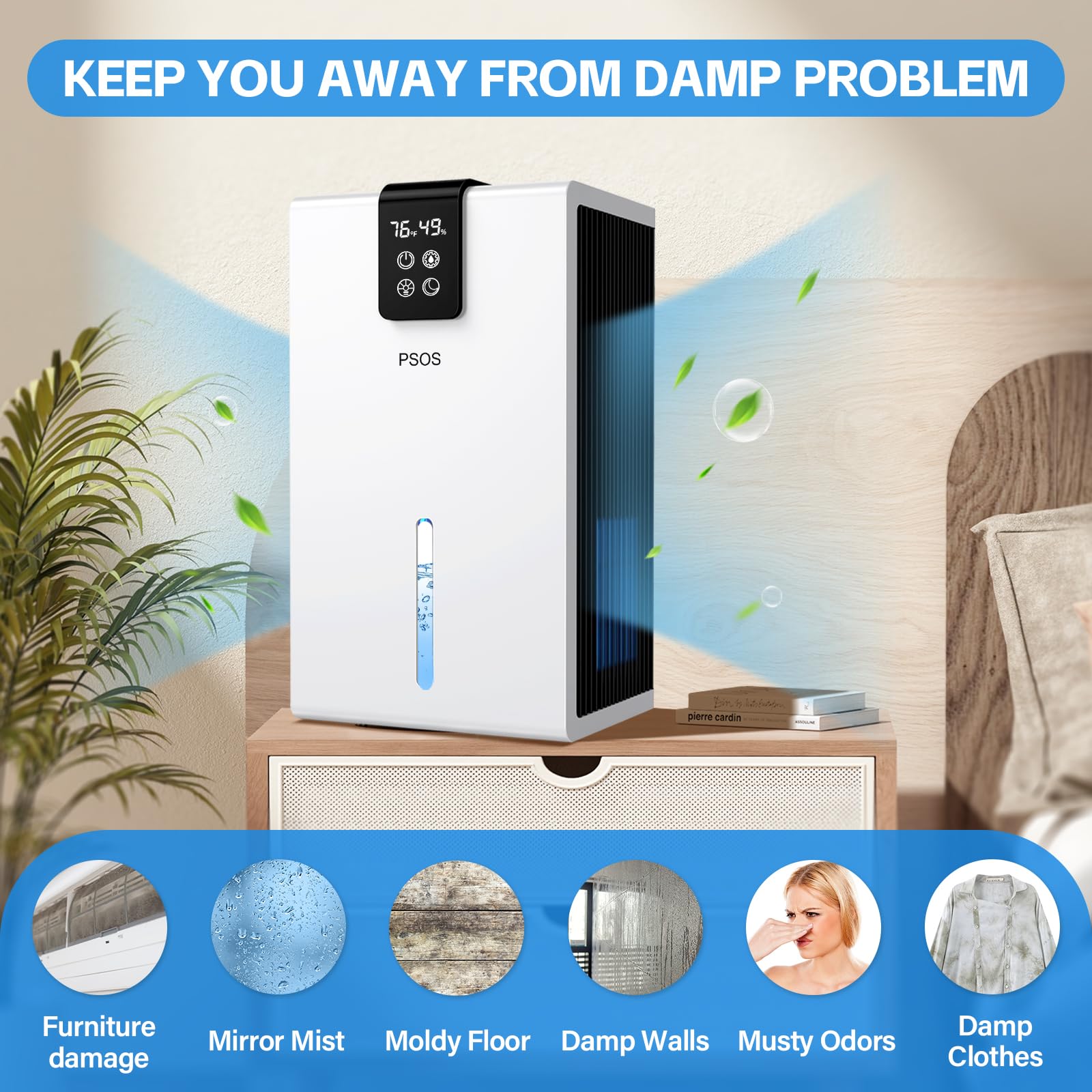 Luftentfeuchter, 2800ML Elektrischer Luftentfeuchter mit Ultra-Leise Automatischer Abschaltung, 7 Farben Licht Entfeuchter für Keller Badezimmer, Raumentfeuchter Dehumidifier für Schlafzimmer