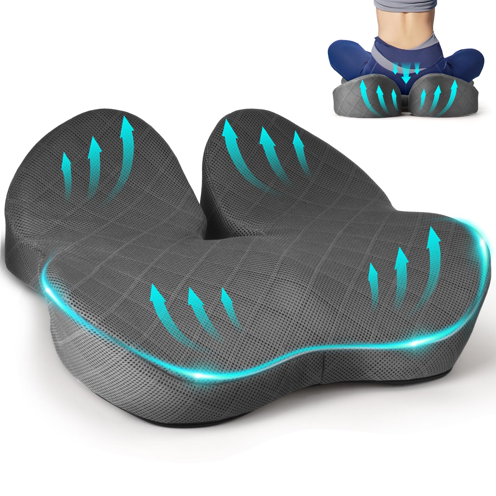 Sitz-Kissen, Hochwertiges Memory Foam sitzkissen Sitzkissen Druckentlastung Ergonomisches sitzkissen für Auto Sofa Büro