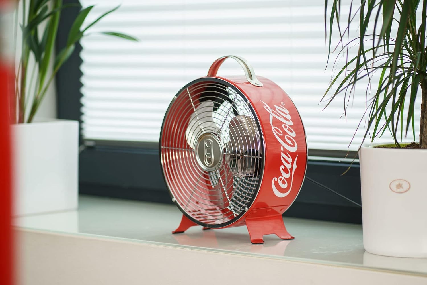 Coca Cola Vintage Ventilator | Mini Ventilator leise, perfekt für Zuhause & Büro | Bodenventilator in Rot im Retro Design