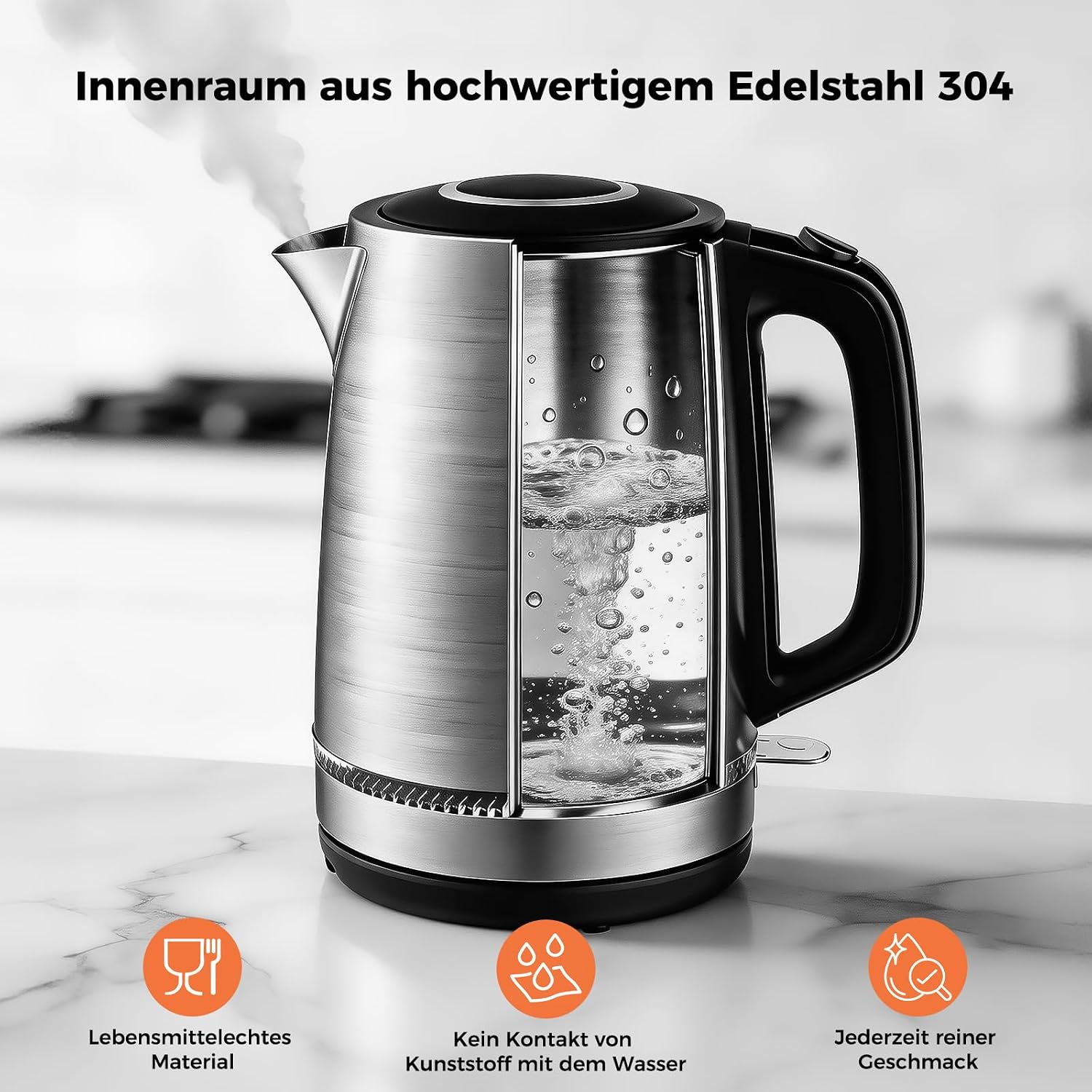 Wasserkocher mit Temperatureinstellung 1,7L 2200W Glas | 5 Temperaturstufen, 5 Farben LED, 30 Min Warmhaltefunktion, Kabellos, Kalkfilter, Abschaltautomatik