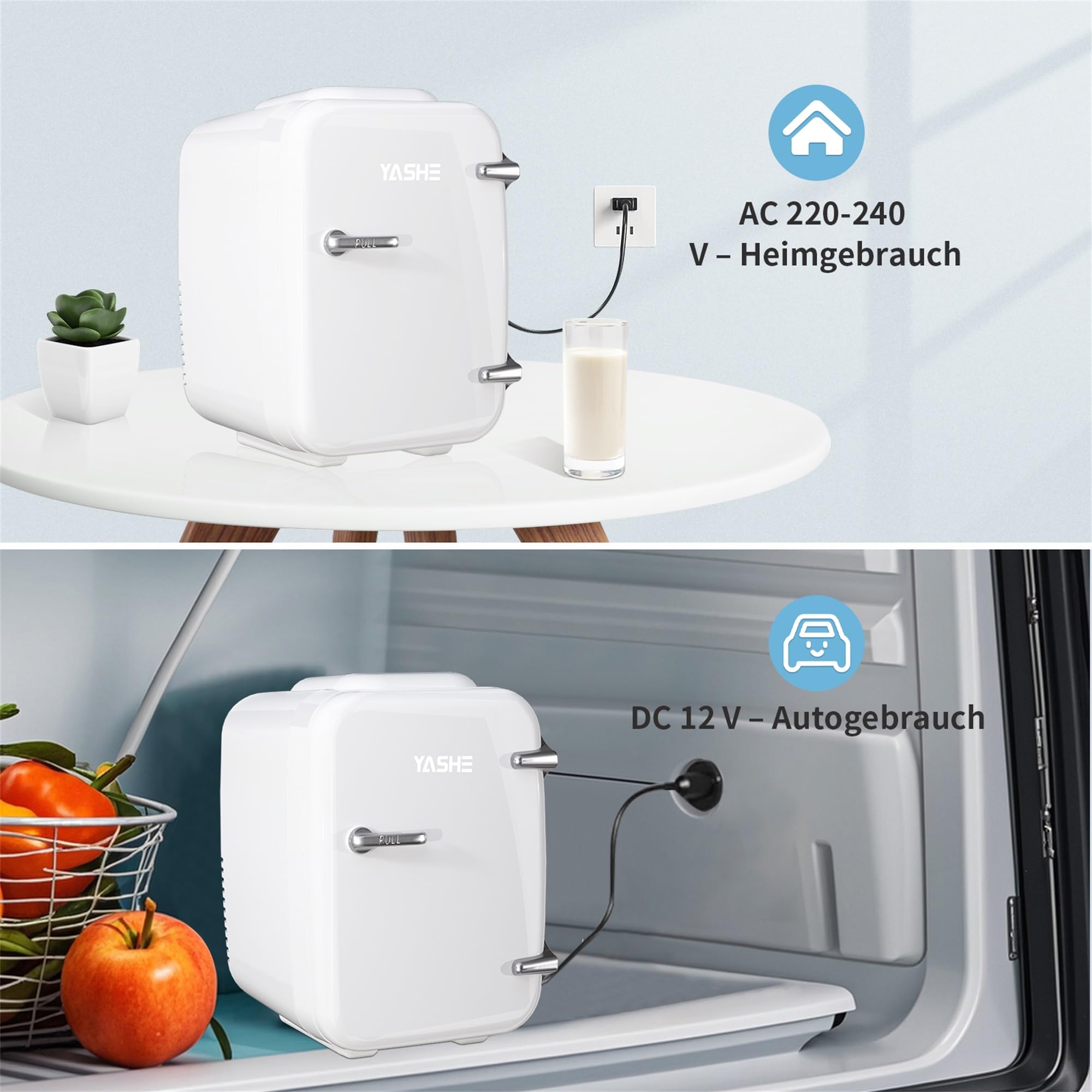 Mini Kühlschrank, 4 Liter Mini-Kühlschränke für Kosmetik, Getränke, 220V AC/ 12V DC Thermoelektrische Kühlung und Erwärmung, Kleiner Kühlschrank für Schlafzimmer, Büro, Wohnheim, Auto
