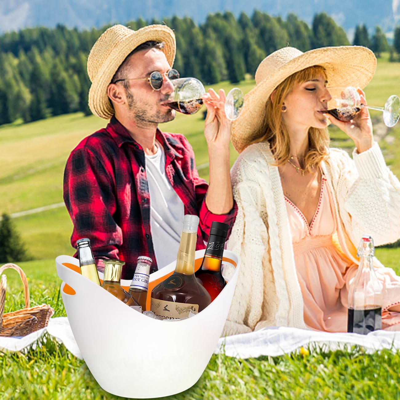 8L Eiseimer, Champagnereimer, Eiseimer, Weinkühler, Champagnerkühler, großer Eiseimer, Küchenobst und Gemüselagerbehälter (Clear)