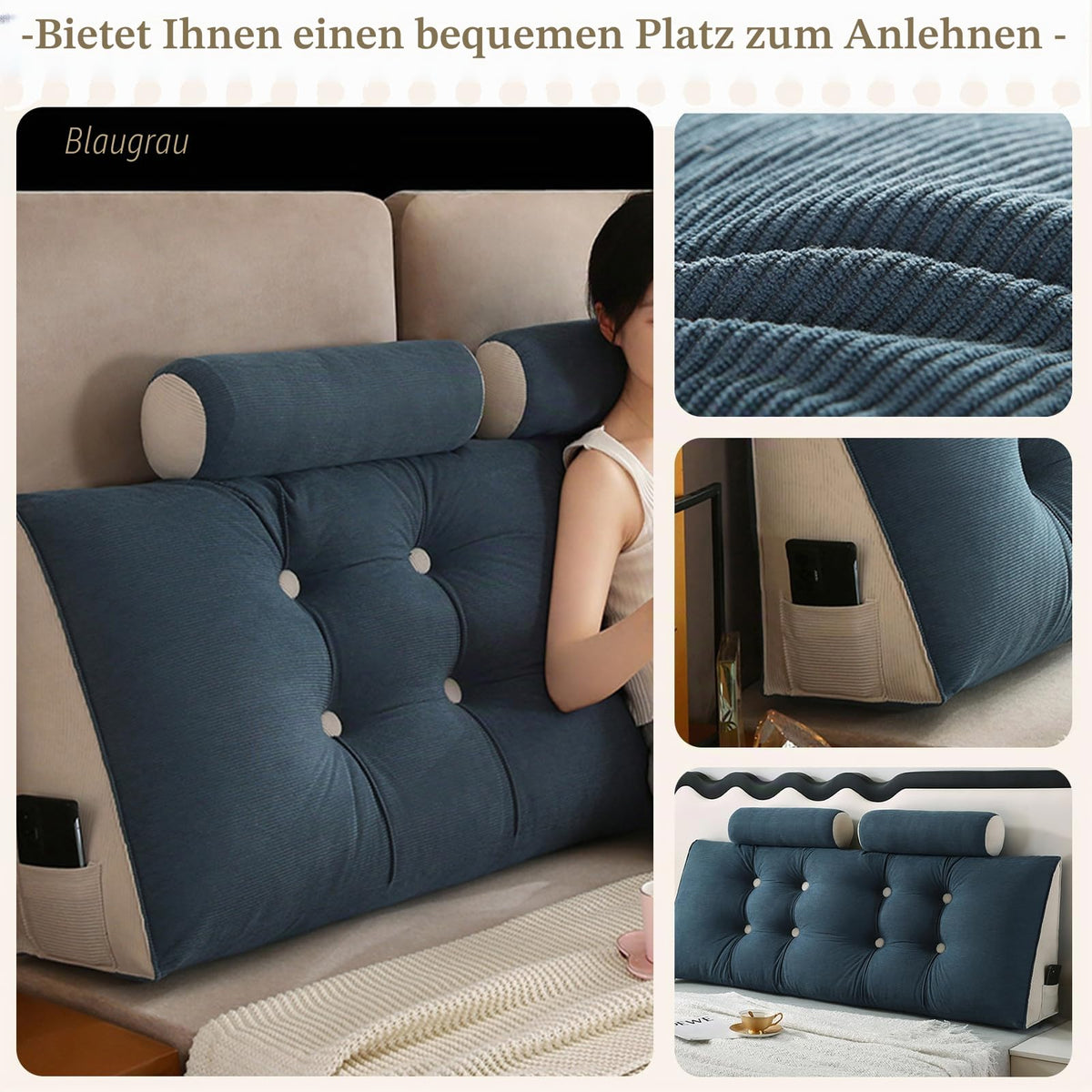 Rückenstützkissen mit Nackenkissen für Bett Bequemes Lendenkissen