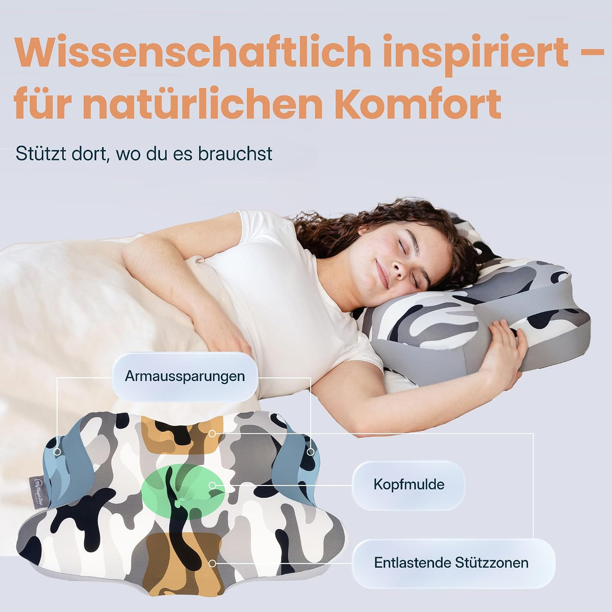 Nackenkissen – Ergonomisch - Höhenverstellbar -Seitenschläferkissen Nackenstützkissen Rückenschläferkissen Memory Foam Kopfkissen – Natürliche Nackenhaltung
