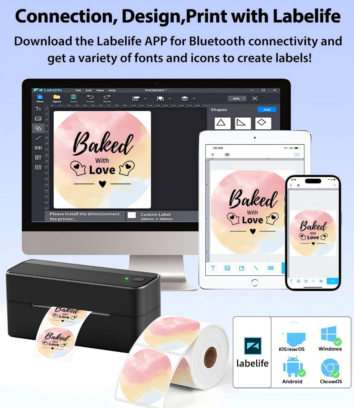 Bluetooth DHL Etikettendrucker, Label Printer - Thermodrucker
