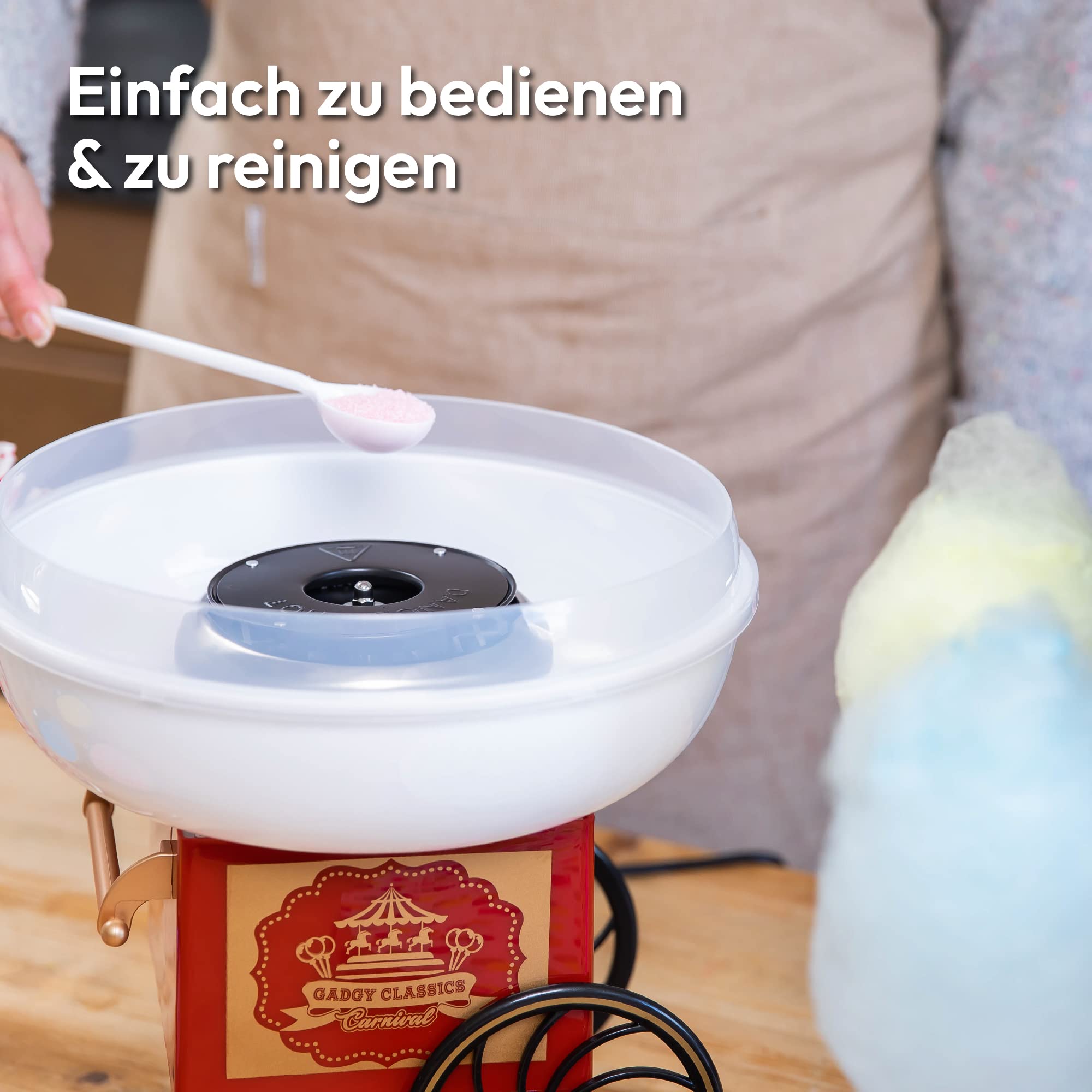 Zuckerwattemaschine für zuhause - Zuckerwatte Maschine für Zucker oder Bonbons - Cotton Candy Machine - Zuckerwatte für Kinderfest, Geburtstag und Party - Rosa