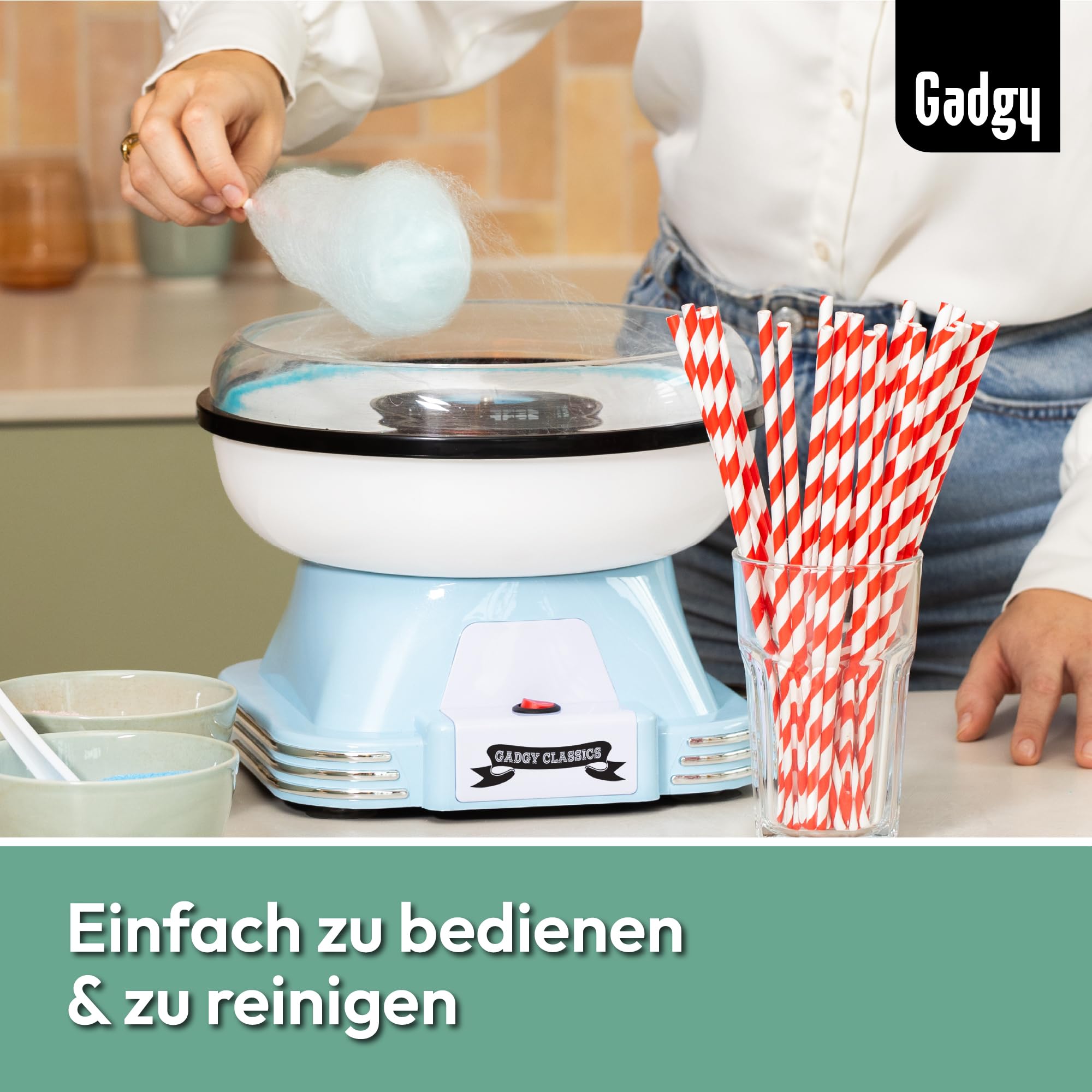 Zuckerwattemaschine für zuhause - Zuckerwatte Maschine für Zucker oder Bonbons - Cotton Candy Machine - Zuckerwatte für Kinderfest, Geburtstag und Party - Rosa