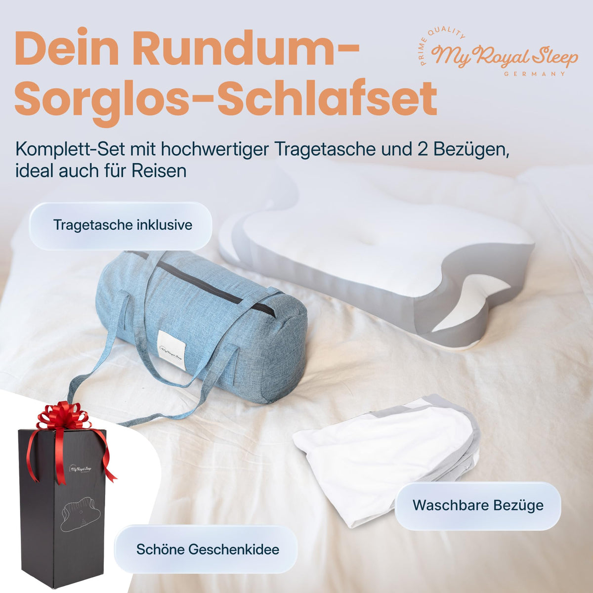 Nackenkissen – Ergonomisch - Höhenverstellbar -Seitenschläferkissen Nackenstützkissen Rückenschläferkissen Memory Foam Kopfkissen – Natürliche Nackenhaltung