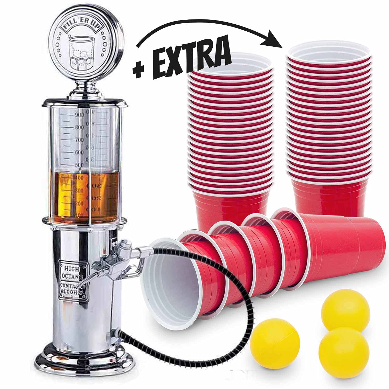 Retro Getränkespender im verchromten Nostalgie Design | Bar-Butler Zapfsäule mit Zapf-Schlauch für Party Getränke Dispenser Biertower Bierspender Zapfanlage Biersäule Schanksäule | Party Gadgets