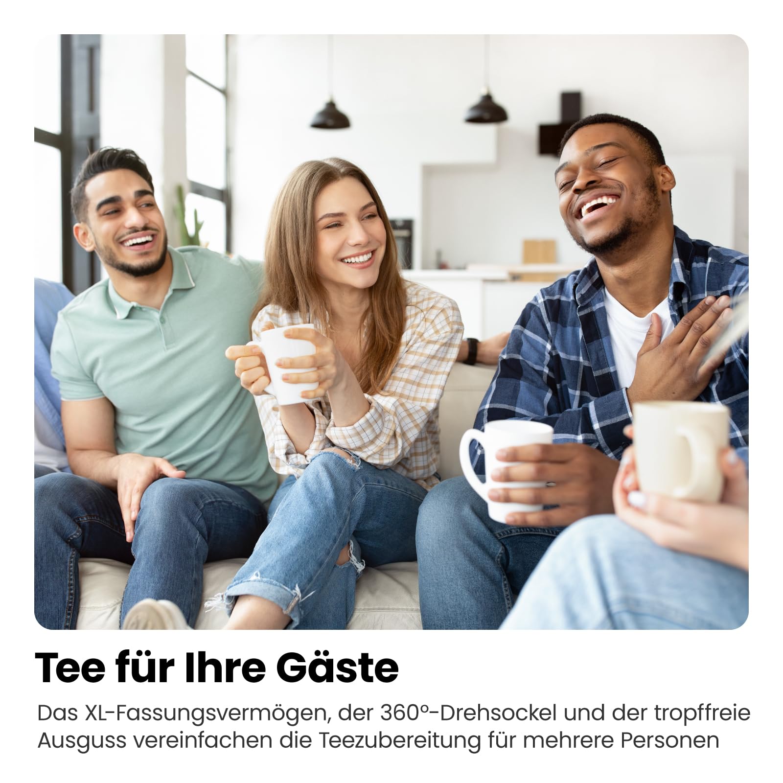 Elektrischer Wasserkocher Glas mit Teesieb, 1.8 Liter, LED-Anzeige / BPA-Frei, 2200 Watt, Edelstahl