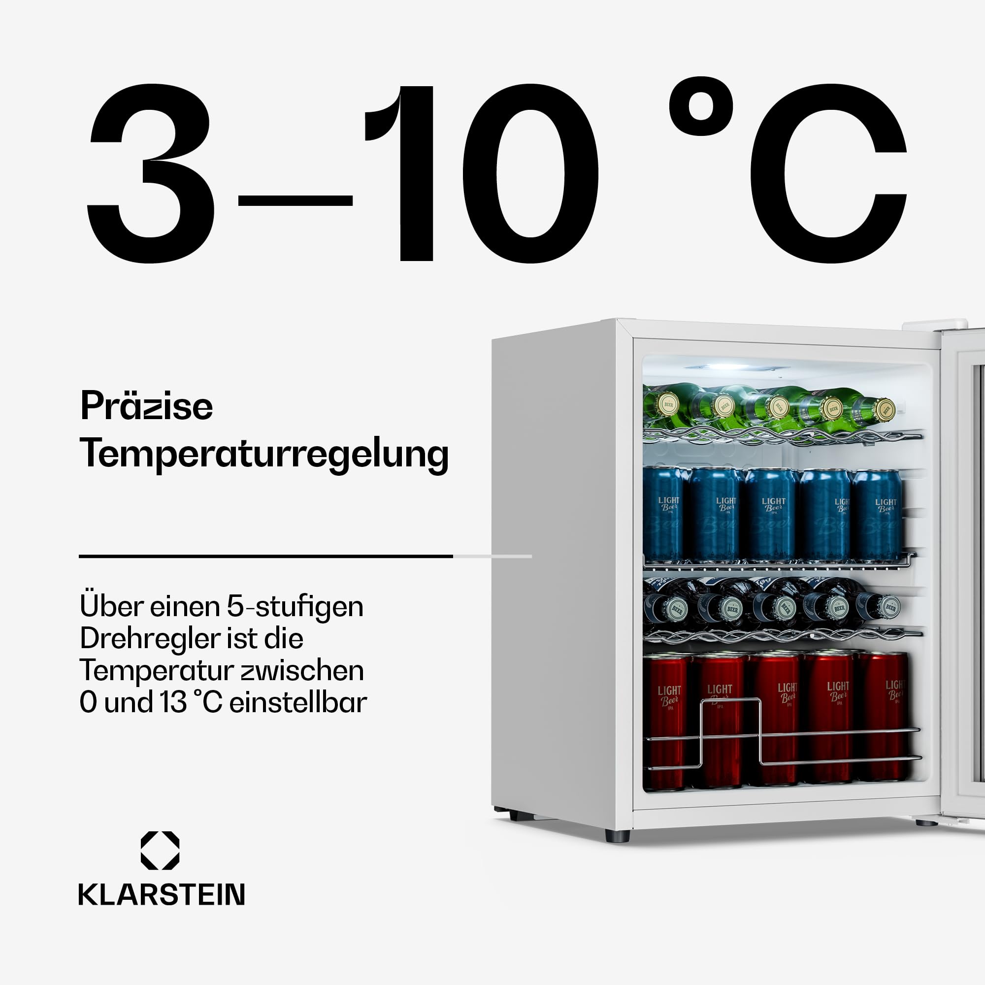 Beersafe Getränkekühlschrank 60 L – Mini Kühlschrank mit Glastür, Kupfer | LED-Beleuchtung, herausnehmbare Metallablagen, leise, Flaschenkühlschrank für Getränke & Dosen