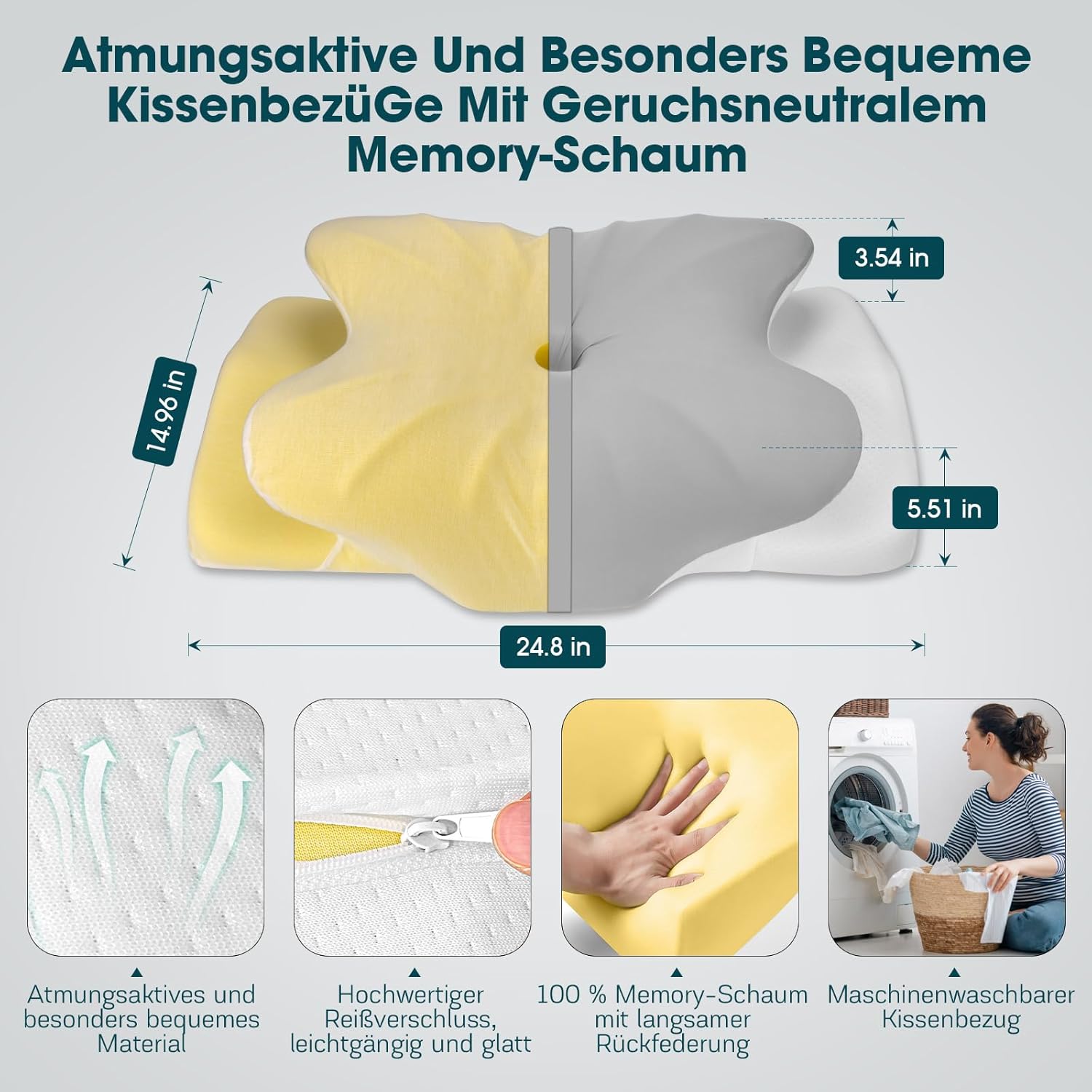 Nackenkissen Kopfkissen, Anti Schnarch Kissen, Memory Foam Kissen Ergonomisches, Nackenstützkissen Orthopädisches, Nackenkissen Seitenschläfer für Seiten, Rücken & Bauchschläfer