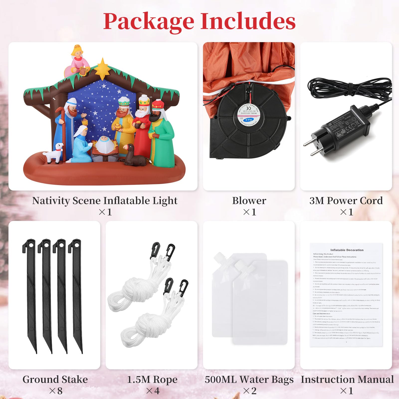 Aufblasbare Weihnachtsdeko, Riesiger Weihnachtsbaum Bogen mit 8 LED Leuchten, Wasserfest Beleuchtet Aufblasbar Weihnachtsdeko Aussen für Hof Garten Feiertag Weihnachtsdekoration