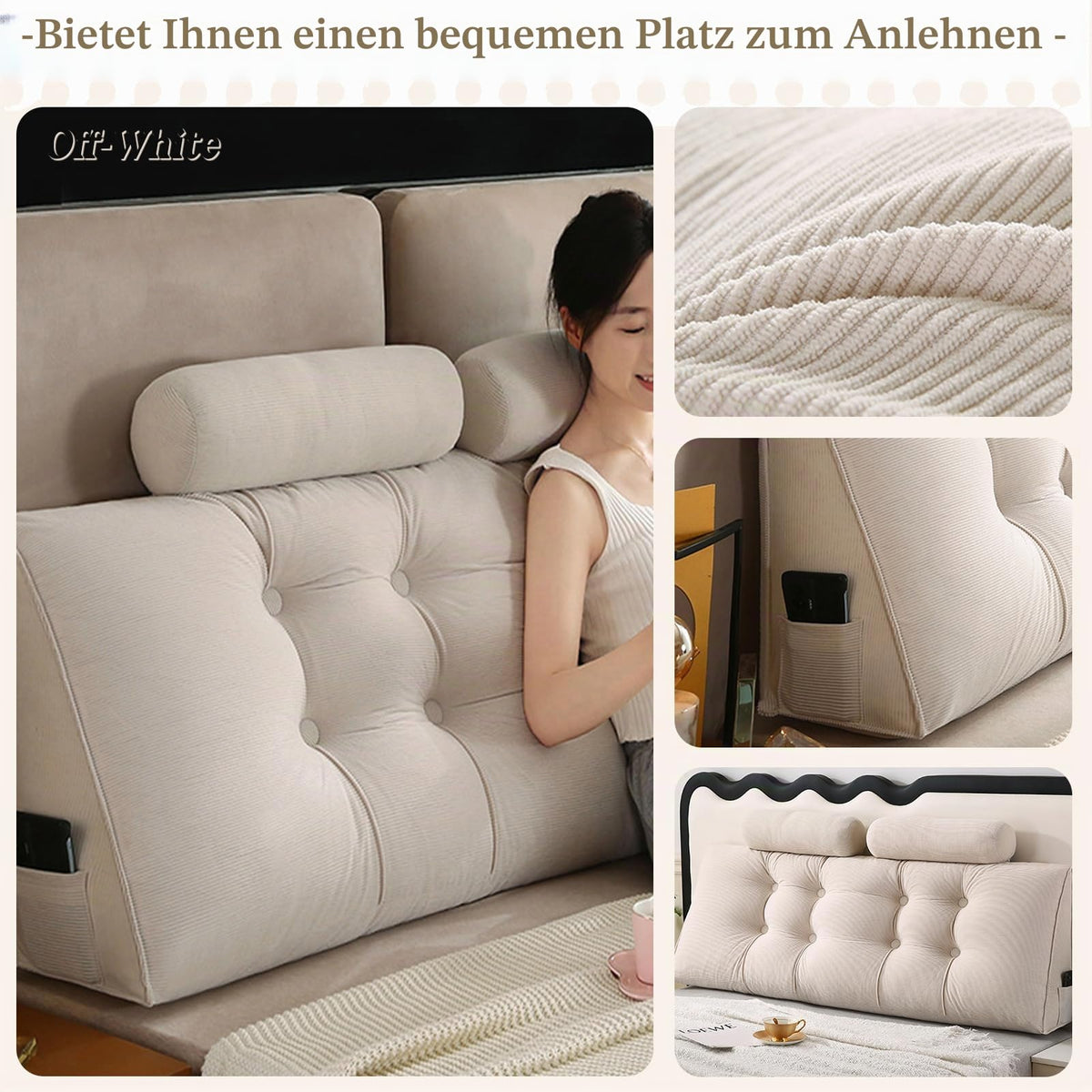 Rückenstützkissen mit Nackenkissen für Bett Bequemes Lendenkissen