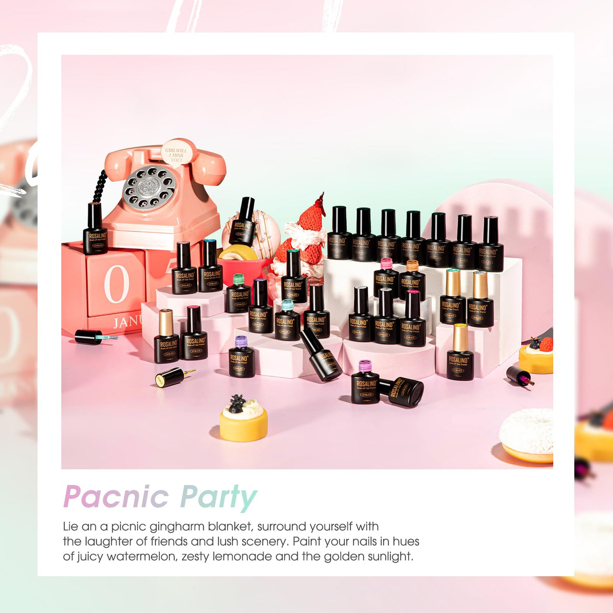 UV Nagellack Set Weiß Rosa Violett Rot Grün Blau Gel