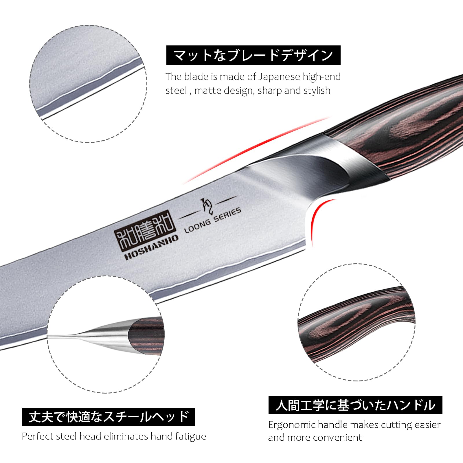 Professionelles Fisch-, Knochenmesser- und Füllküchenmesser mit ultrascharfe ergonomischem Pakkaholzgriff, 18 cm