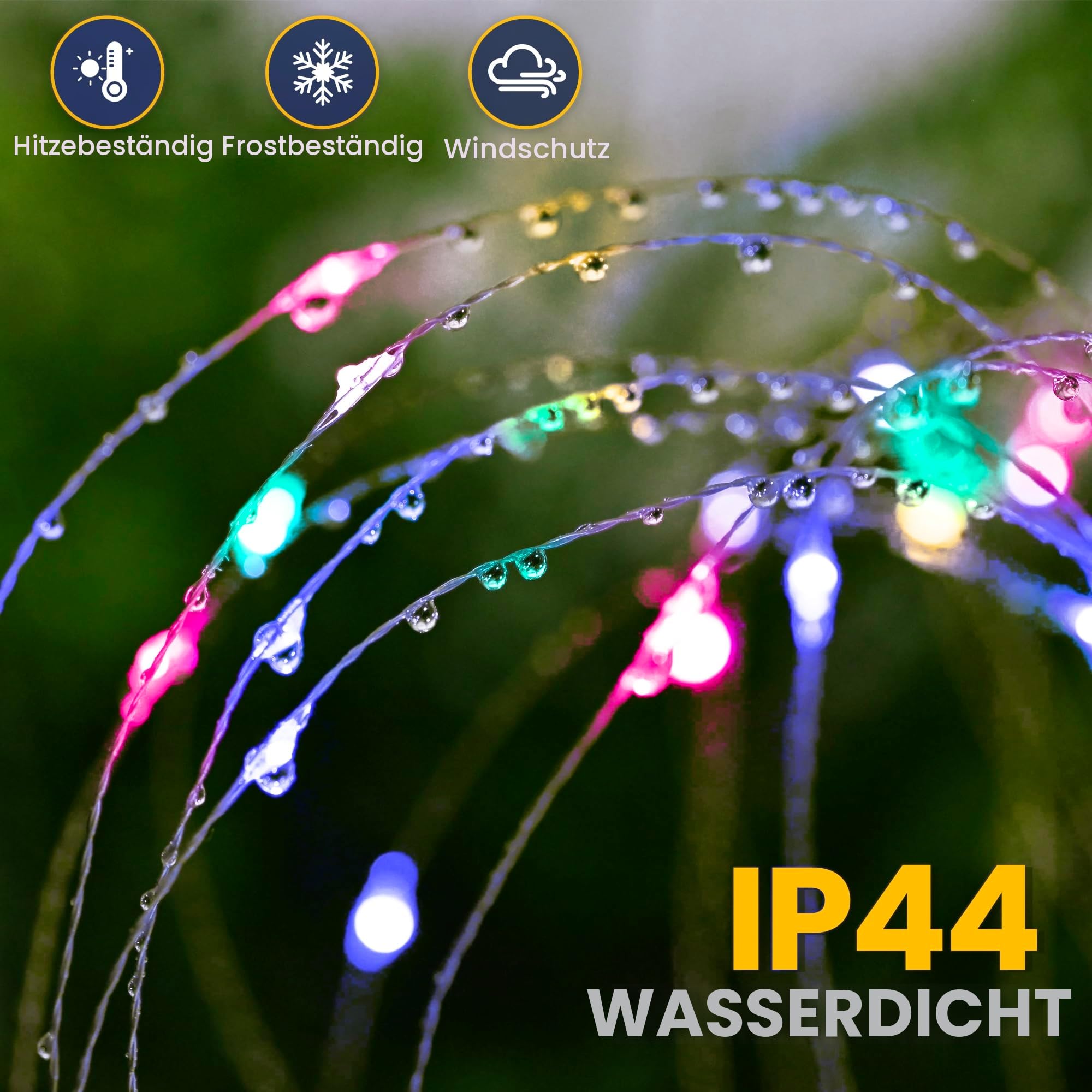 Gartendeko Solarleuchten für Außen,4 Stück 120 LED Feuerwerk Solarleuchten, Wetterfest Pusteblume Solarlampen für Balkon Terrasse Blumenkästen Hof Deko