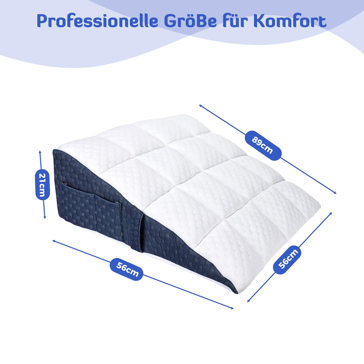 30cm Keilkissen für Bett und Sofa, Bettkeil aus Memory-Schaum